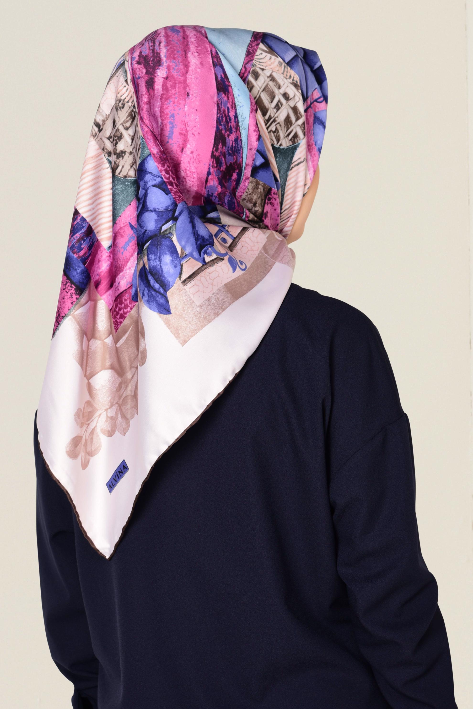 Tesettür giyim PUDRA ALVİNA DESENLİ EŞARP 12165-1