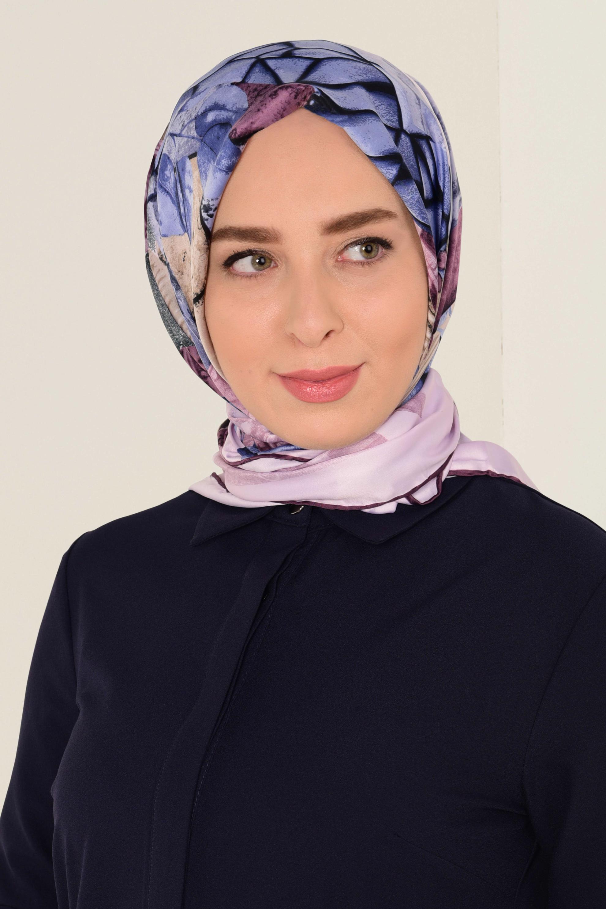 Tesettür giyim PEMBE ALVİNA DESENLİ EŞARP 12165-1