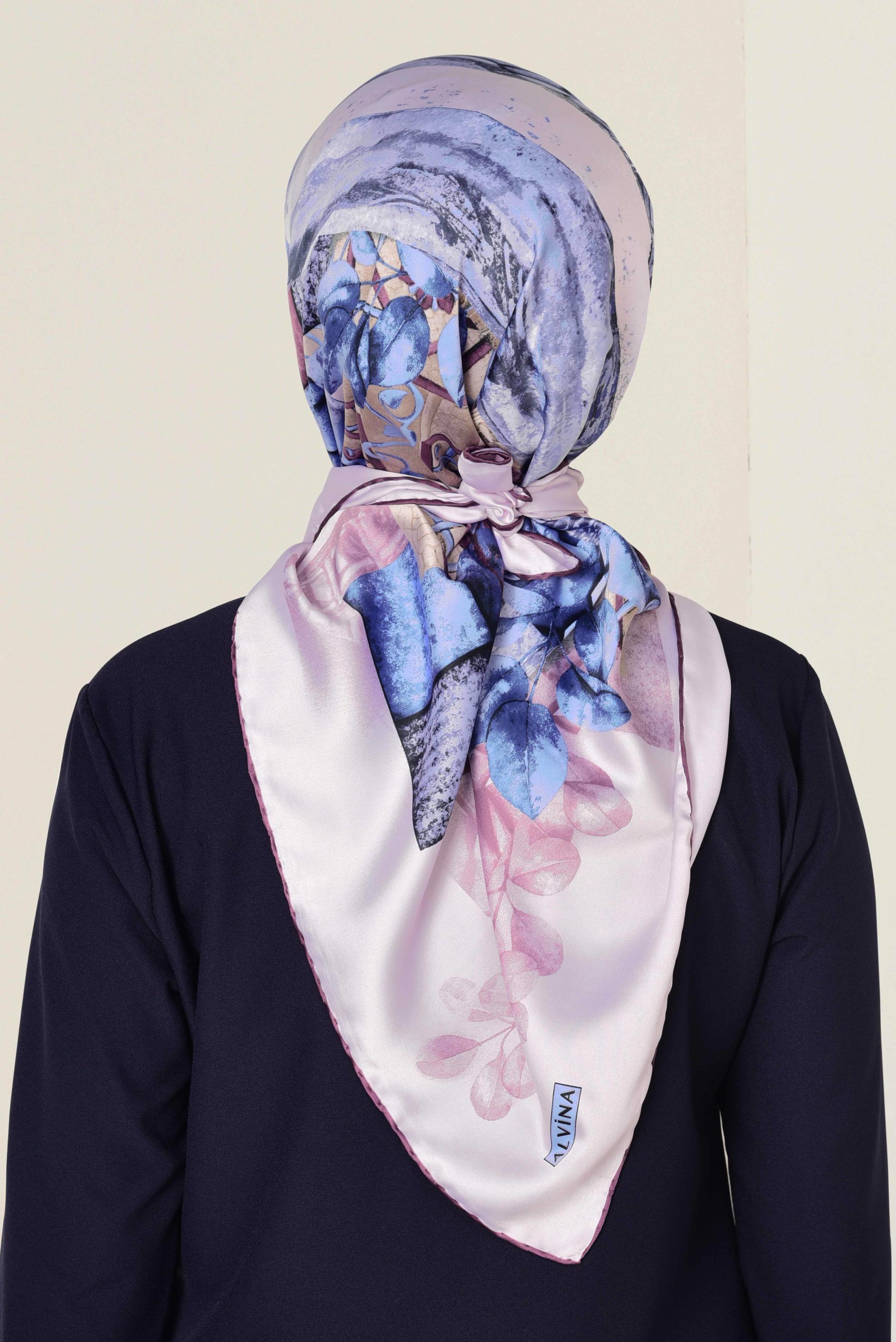 Tesettür giyim PEMBE ALVİNA DESENLİ EŞARP 12165-1