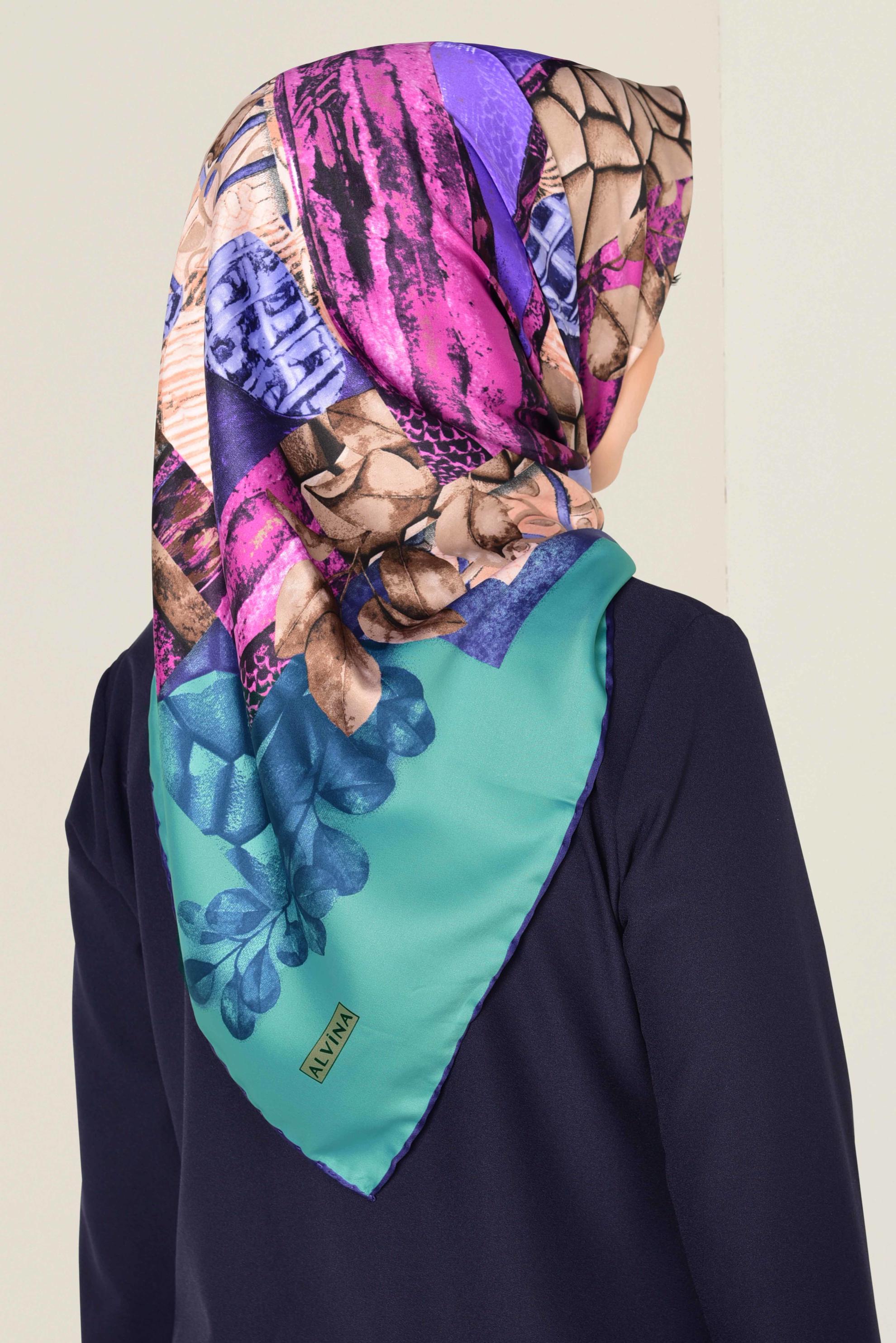 Tesettür giyim LACİVERT ALVİNA DESENLİ EŞARP 12165-1