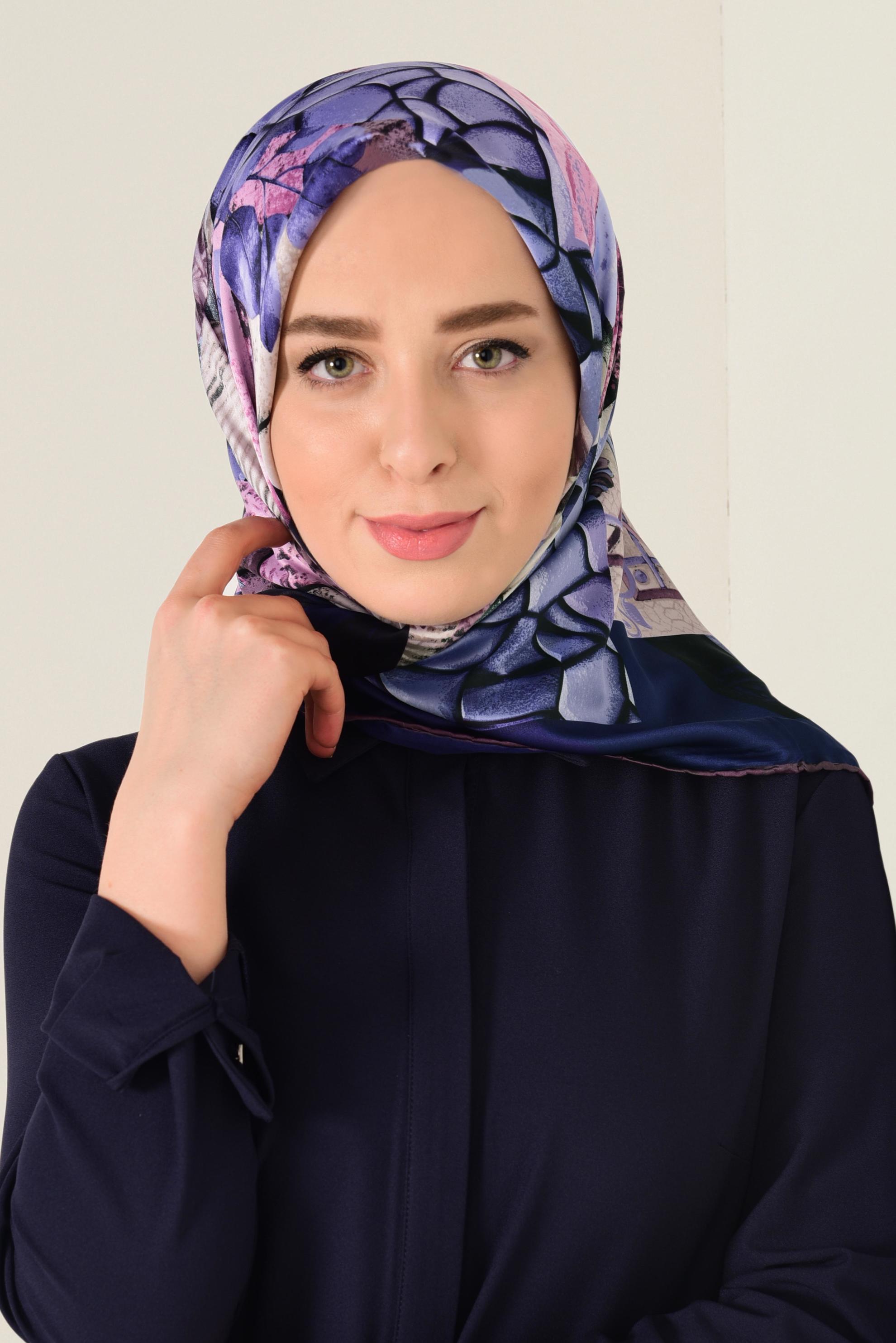 Tesettür giyim MOR ALVİNA DESENLİ EŞARP 12165-1