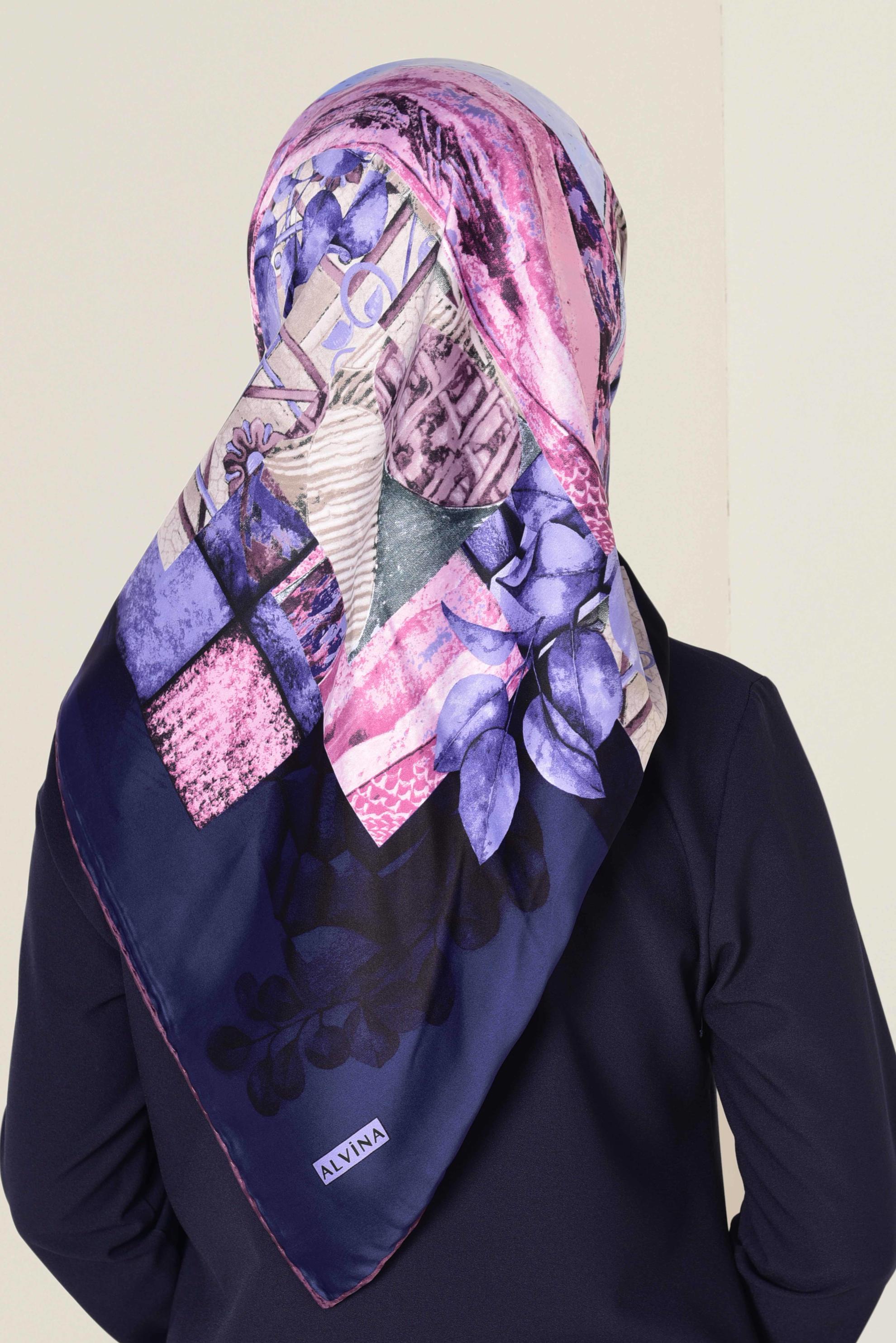 Tesettür giyim MOR ALVİNA DESENLİ EŞARP 12165-1