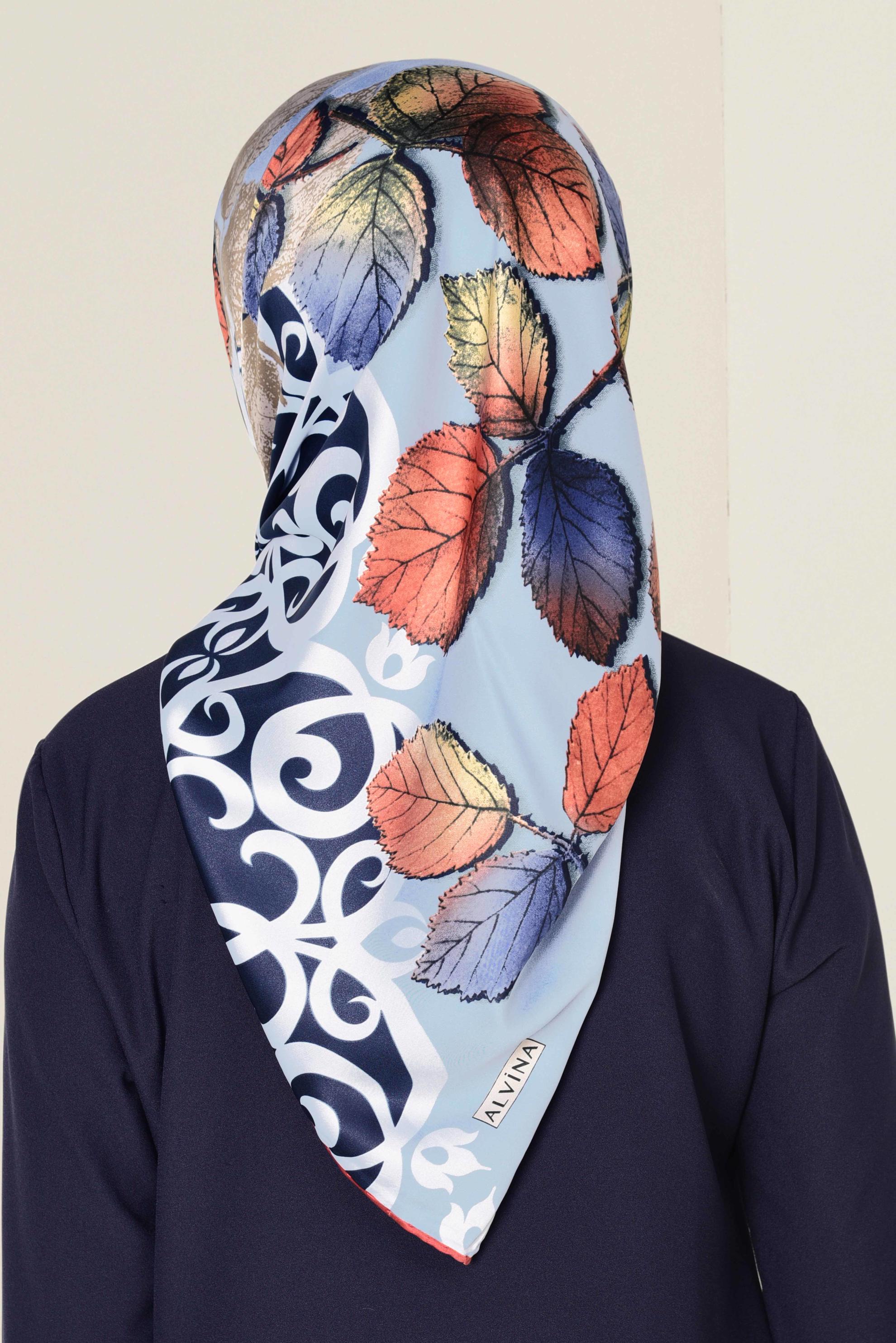 Tesettür giyim LACİVERT 12167-1 ALVİNA DESENLİ EŞARP