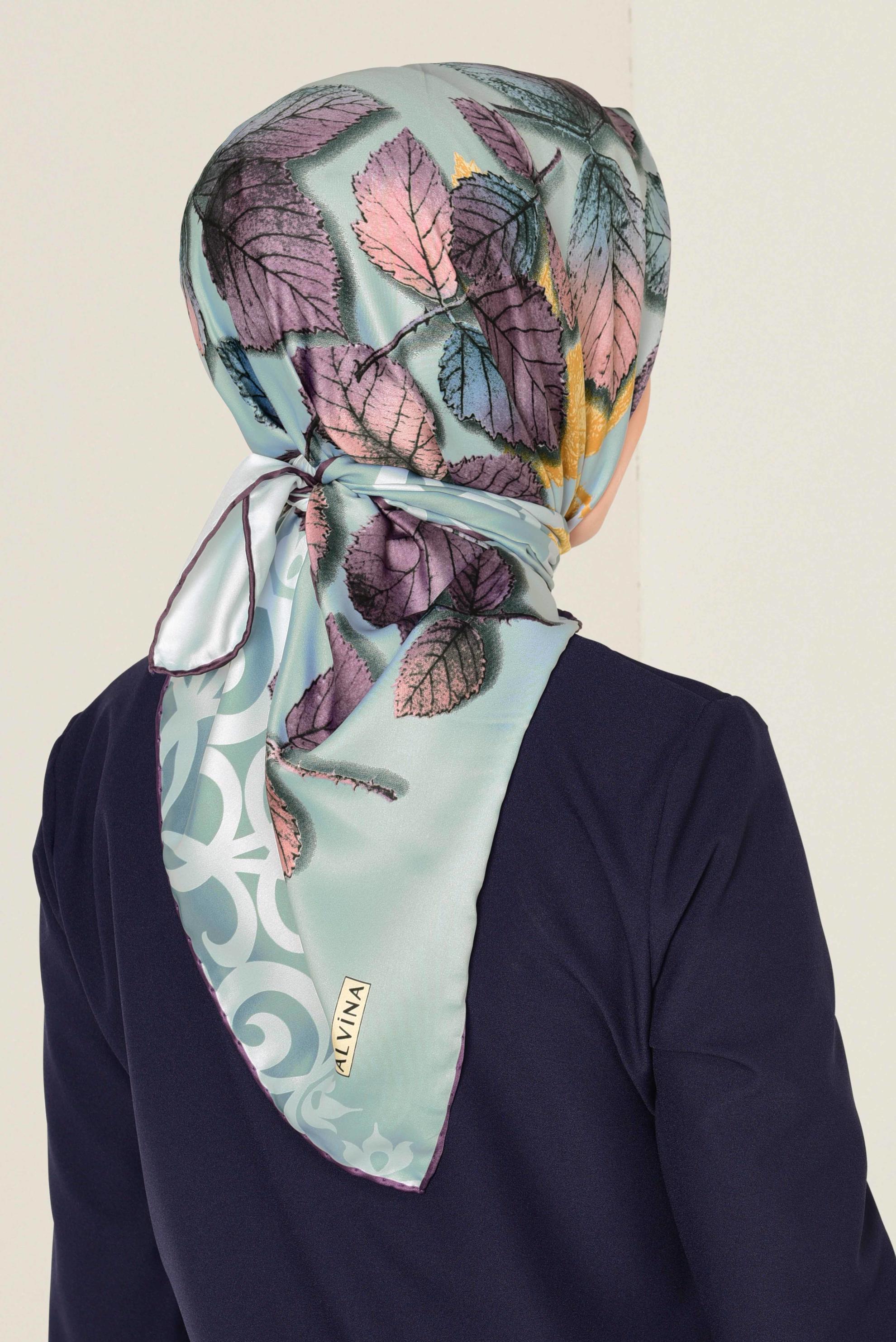 Tesettür giyim YEŞİL 12167-1 ALVİNA DESENLİ EŞARP