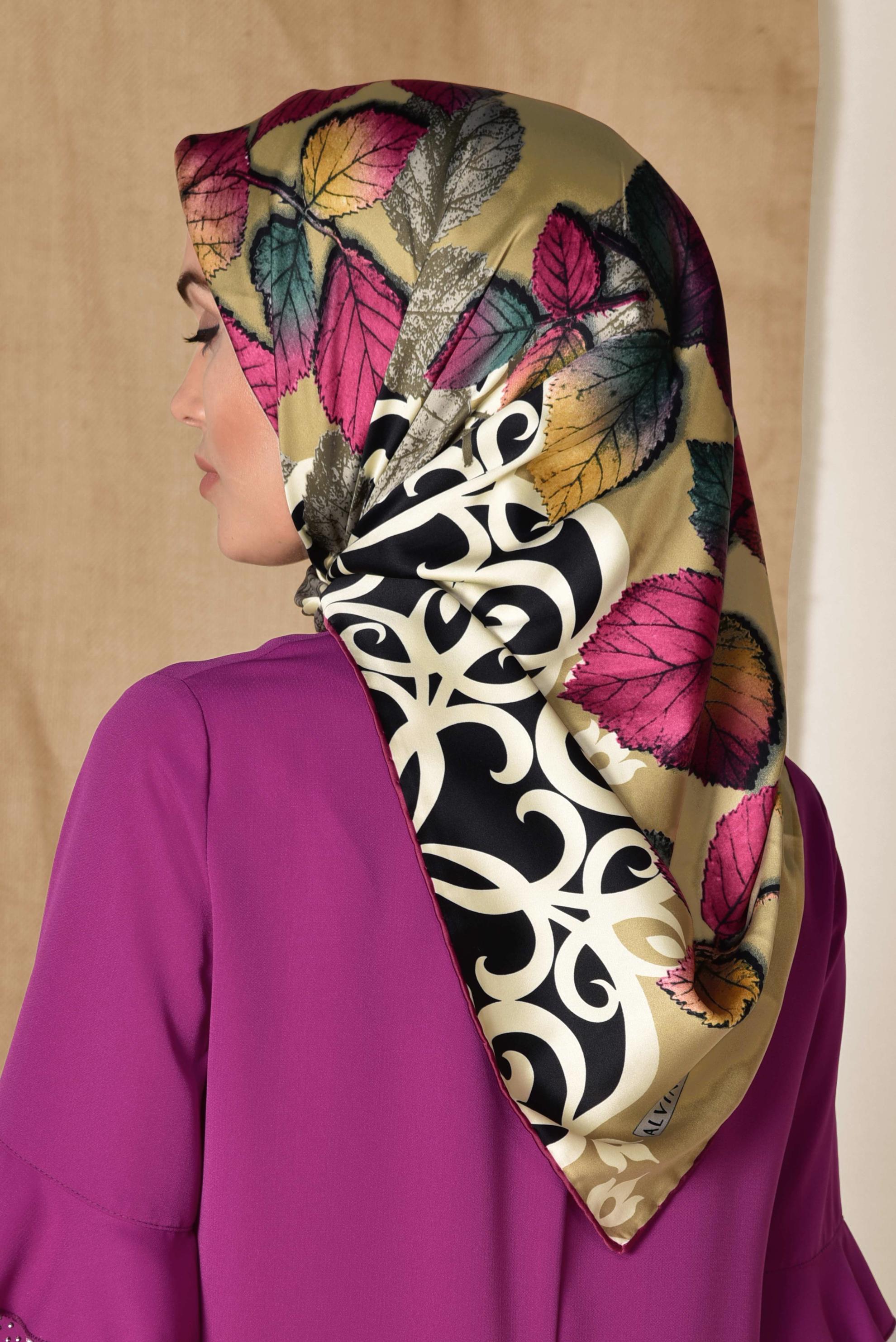 Tesettür giyim ALTIN 12167-1 ALVİNA DESENLİ EŞARP