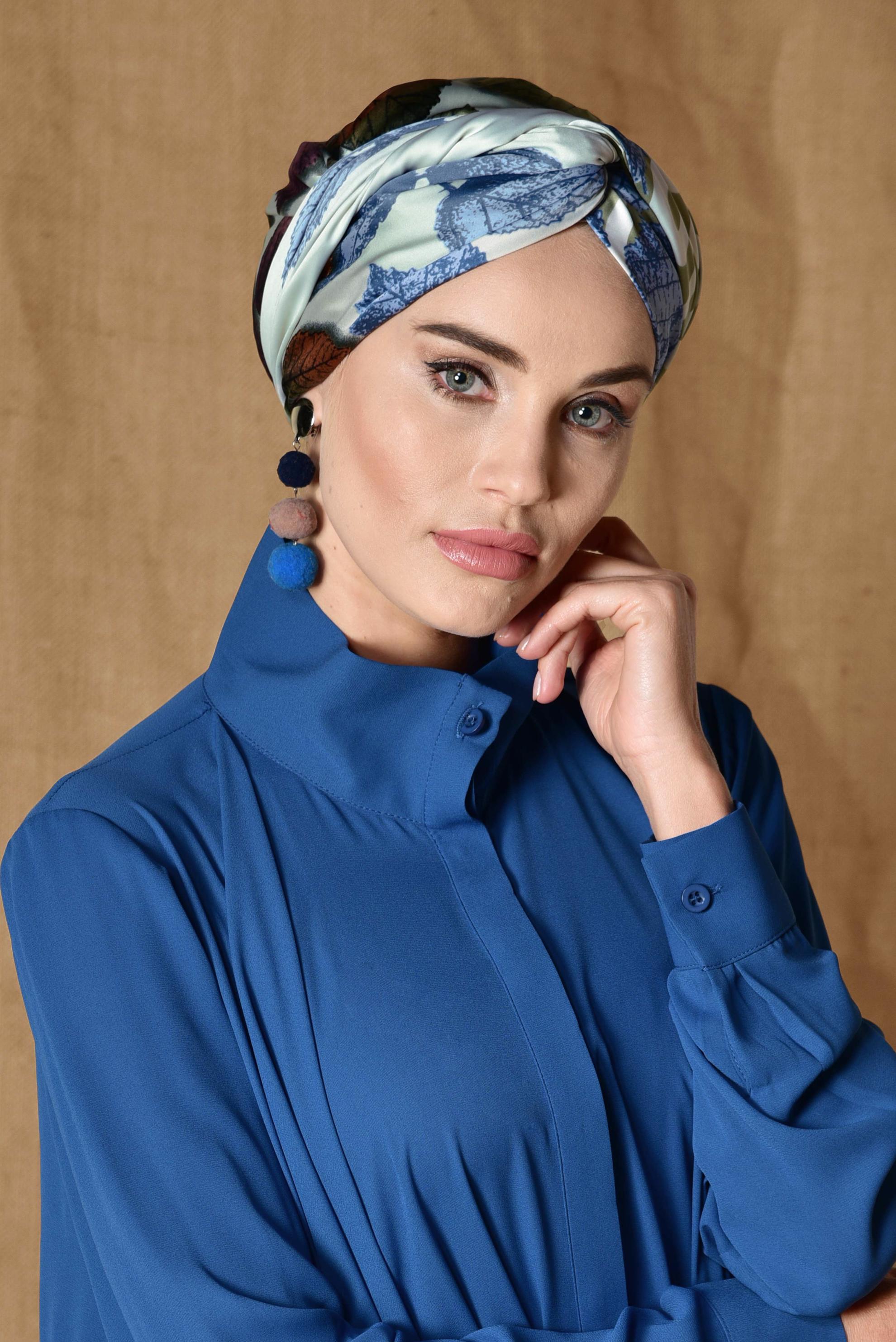 Tesettür giyim YEŞİL 12167-1 ALVİNA DESENLİ EŞARP