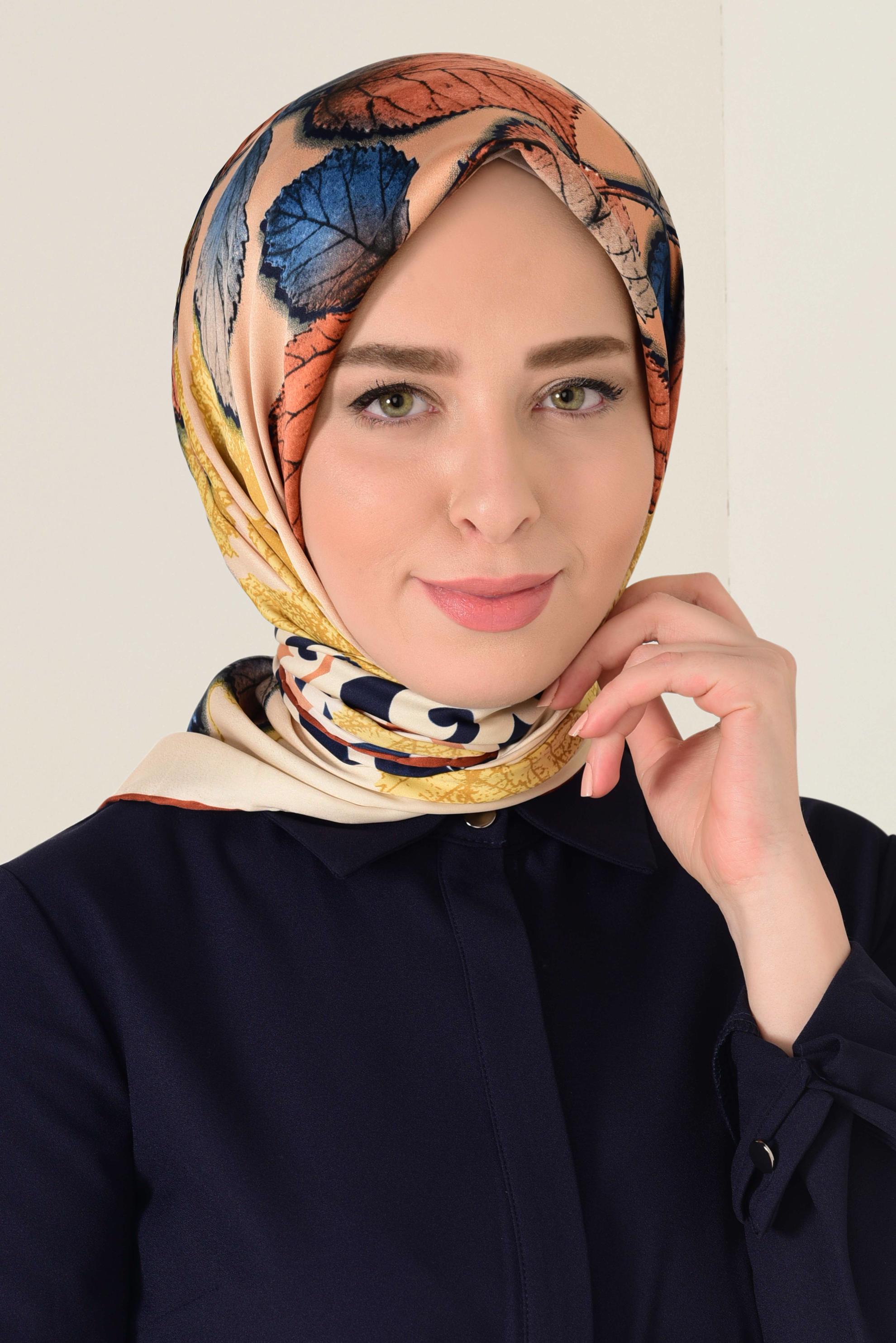 Tesettür giyim LACİVERT 12167-1 ALVİNA DESENLİ EŞARP