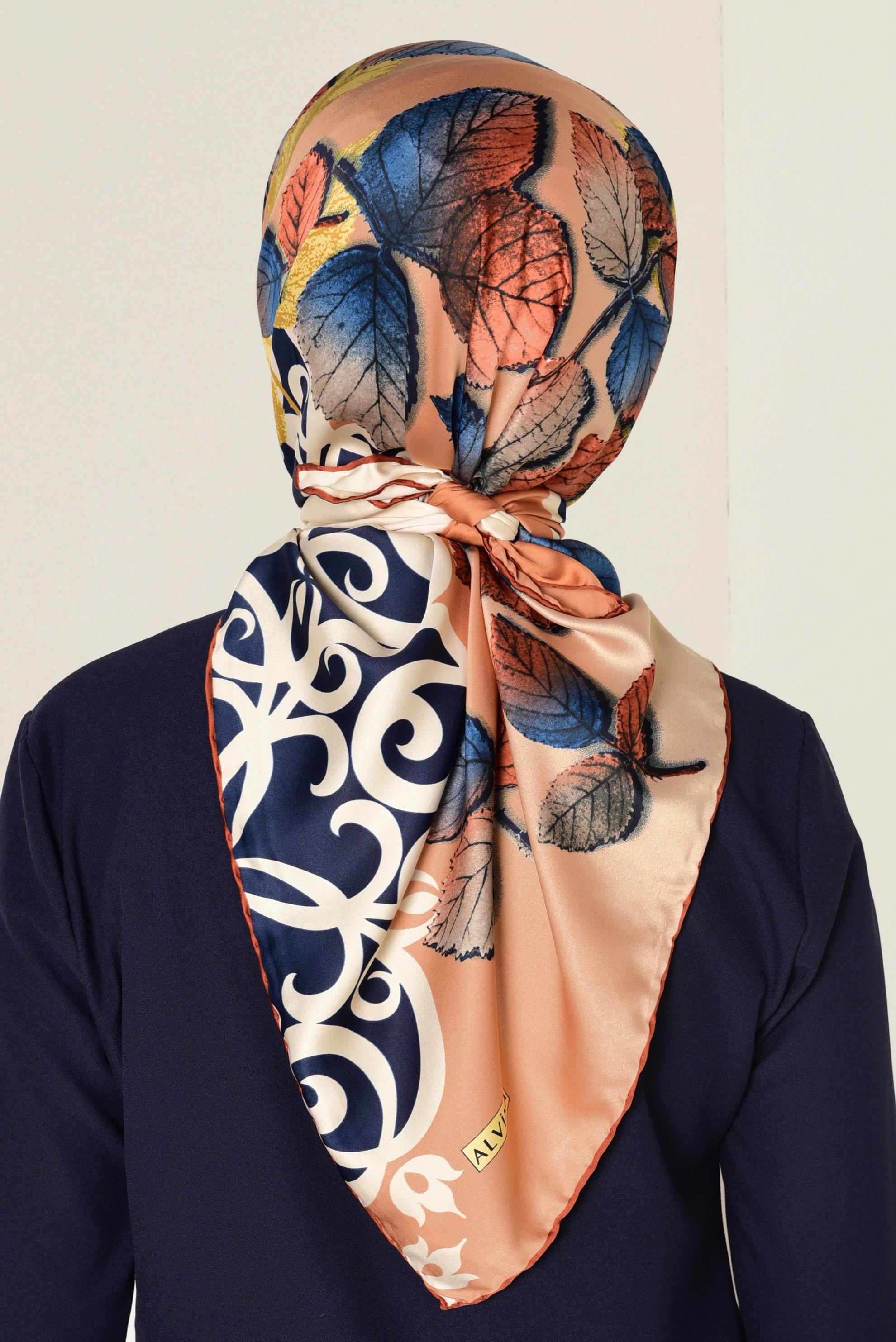 Tesettür giyim LACİVERT 12167-1 ALVİNA DESENLİ EŞARP