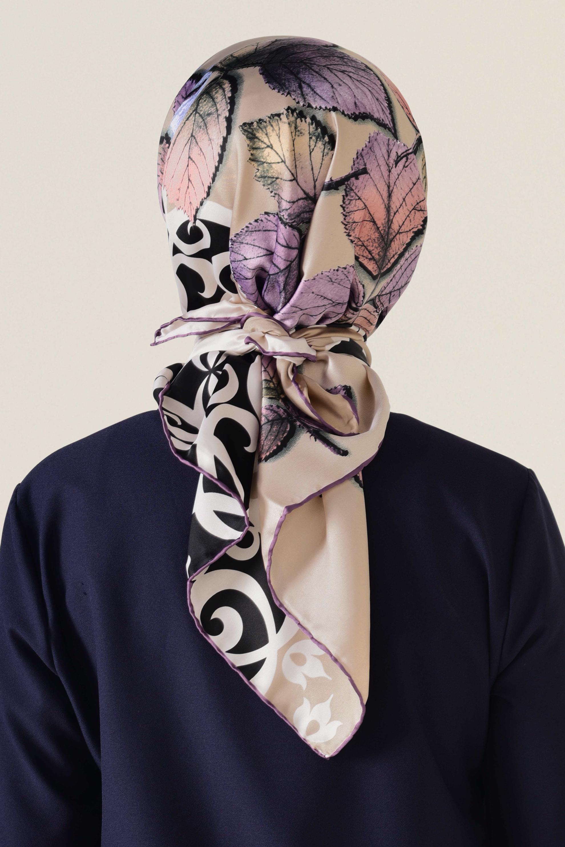 Tesettür giyim BEJ 12167-1 ALVİNA DESENLİ EŞARP