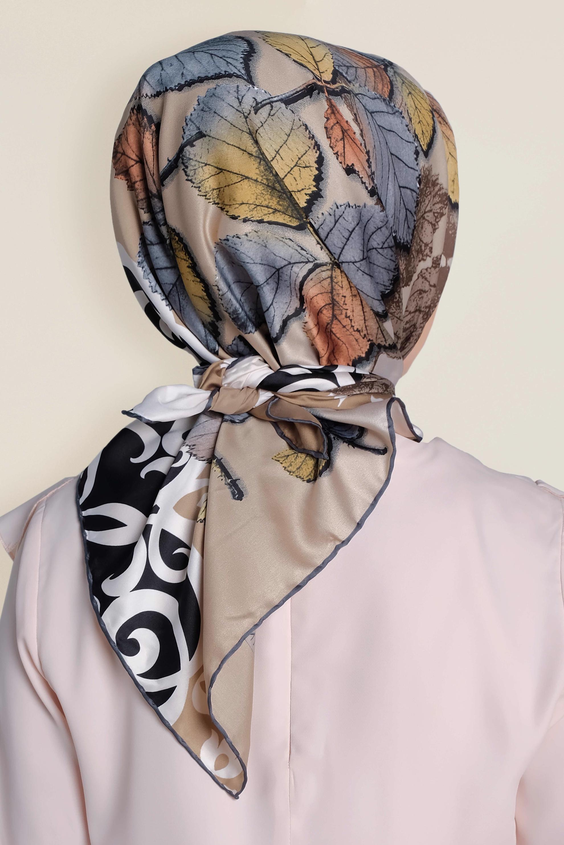 Tesettür giyim VİZON 12167-1 ALVİNA DESENLİ EŞARP