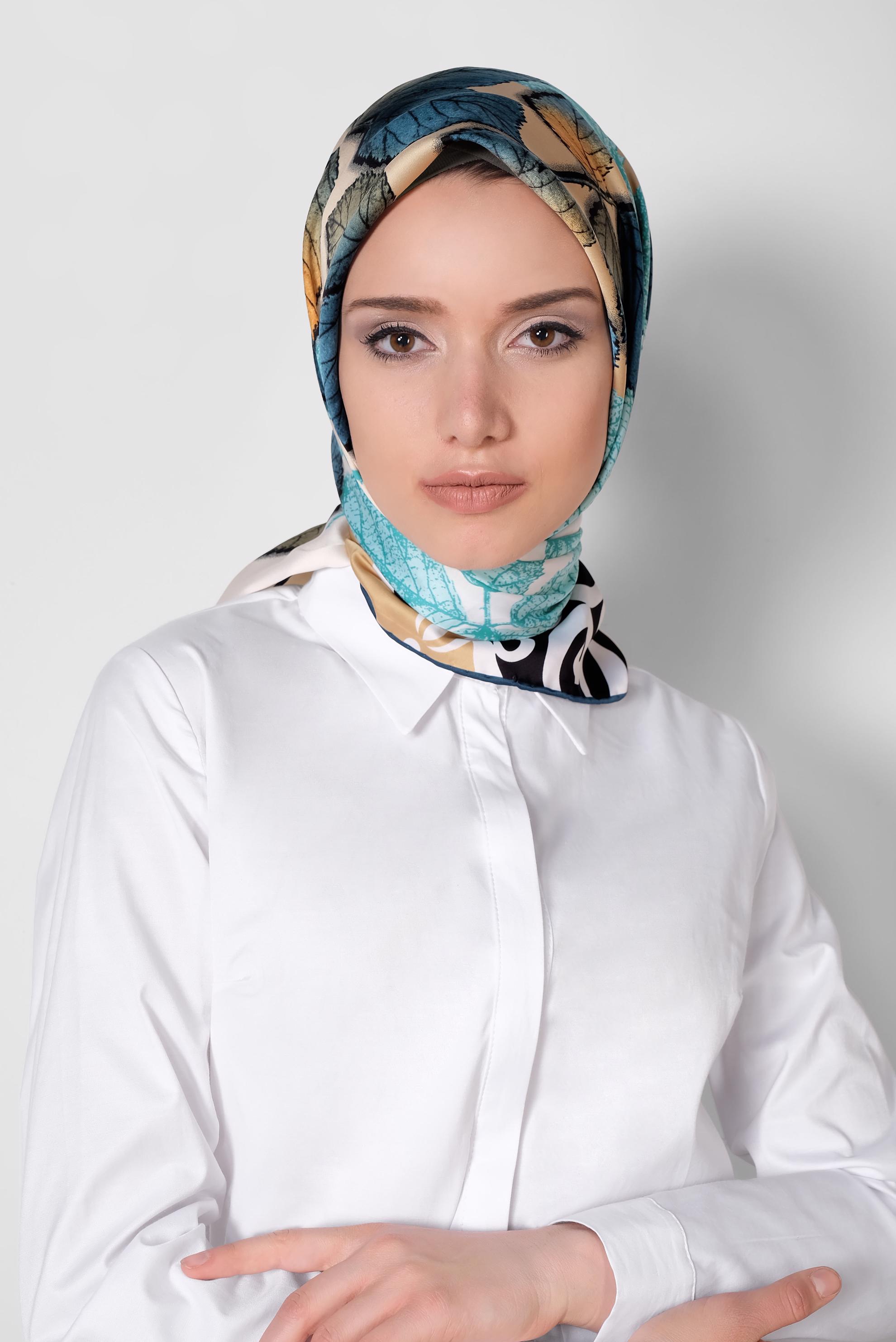 Tesettür giyim ALTIN 12167-1 ALVİNA DESENLİ EŞARP