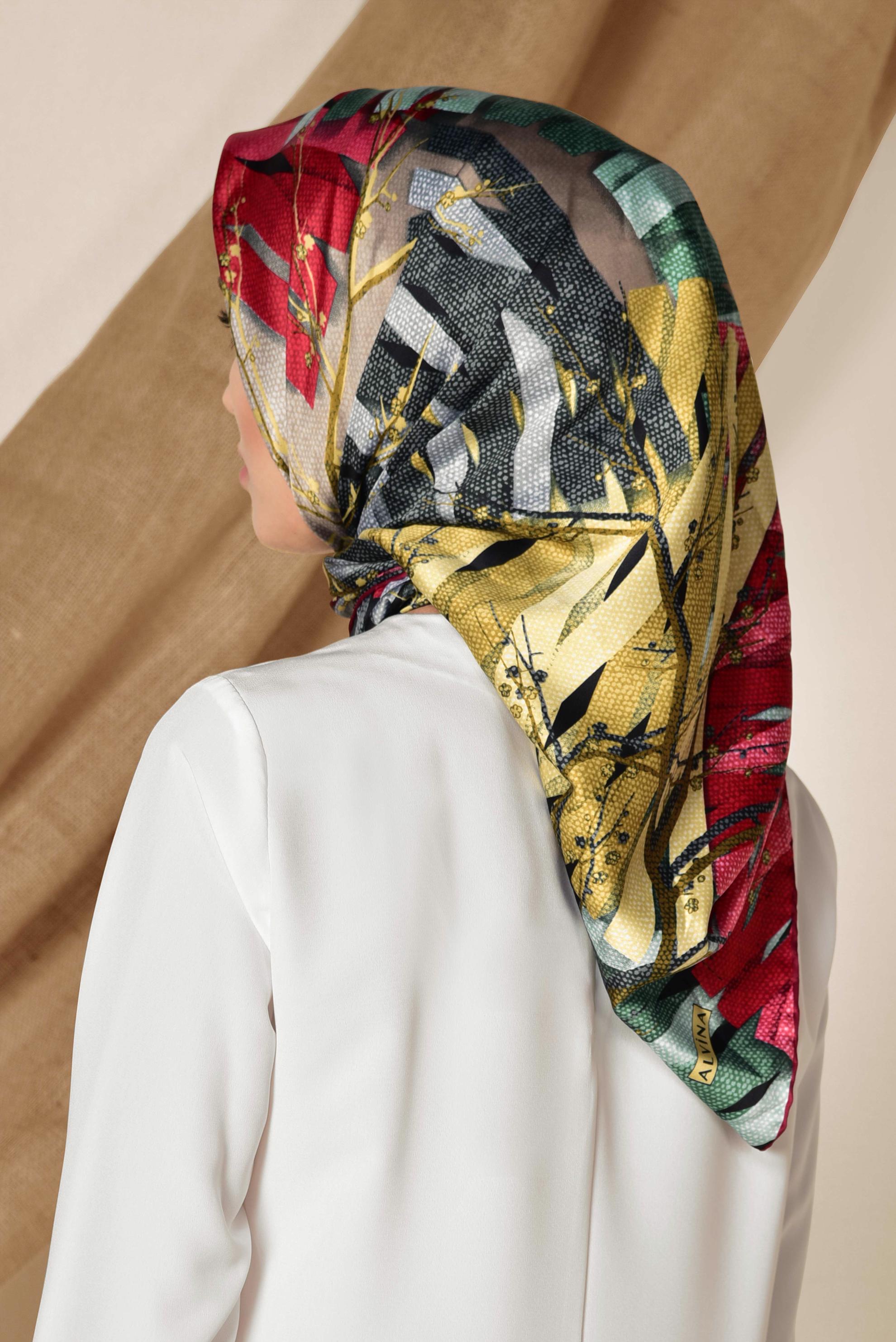 Tesettür giyim SİYAH 12168-1 ALVİNA DESENLİ EŞARP