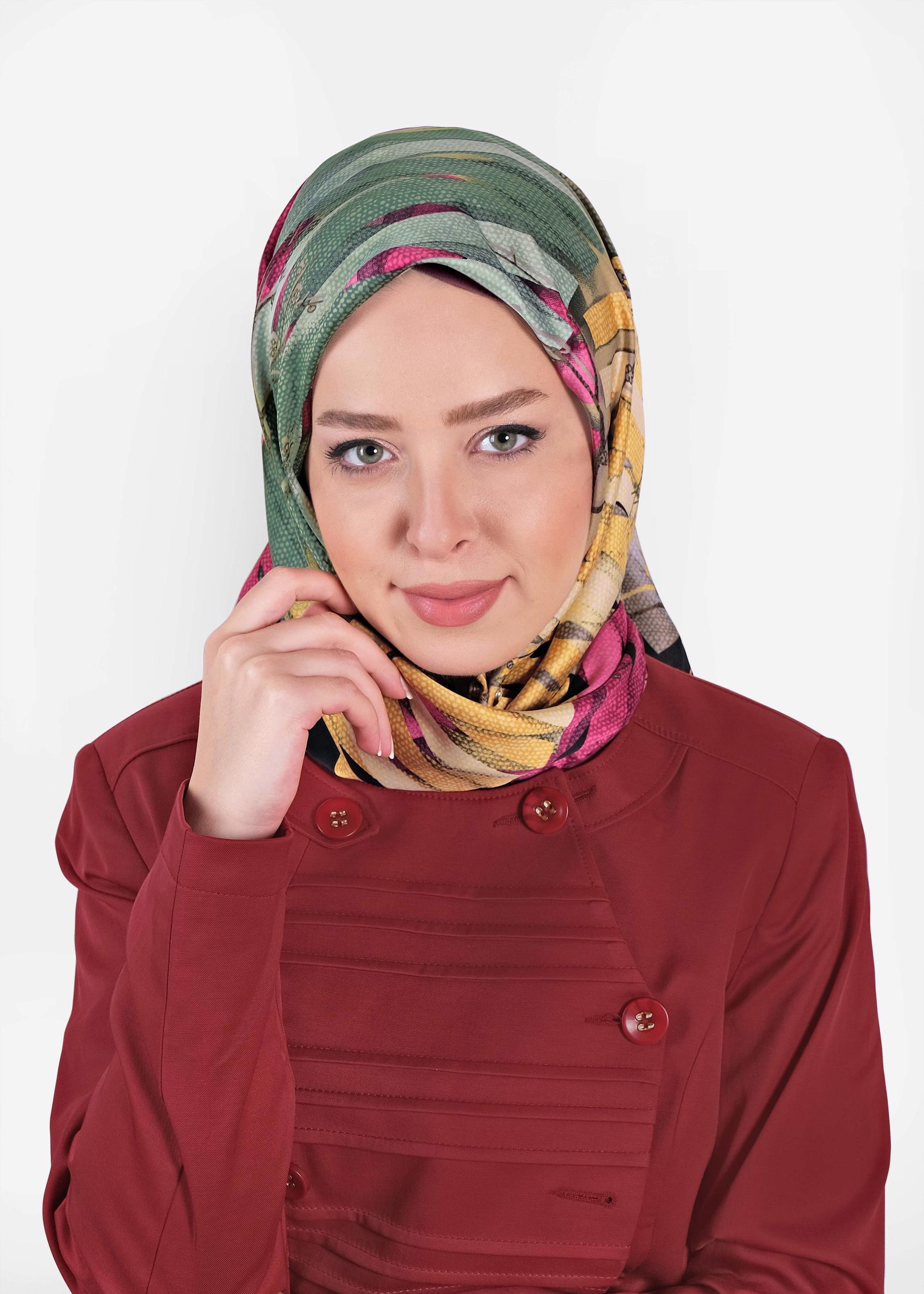 Tesettür giyim SİYAH 12168-1 ALVİNA DESENLİ EŞARP