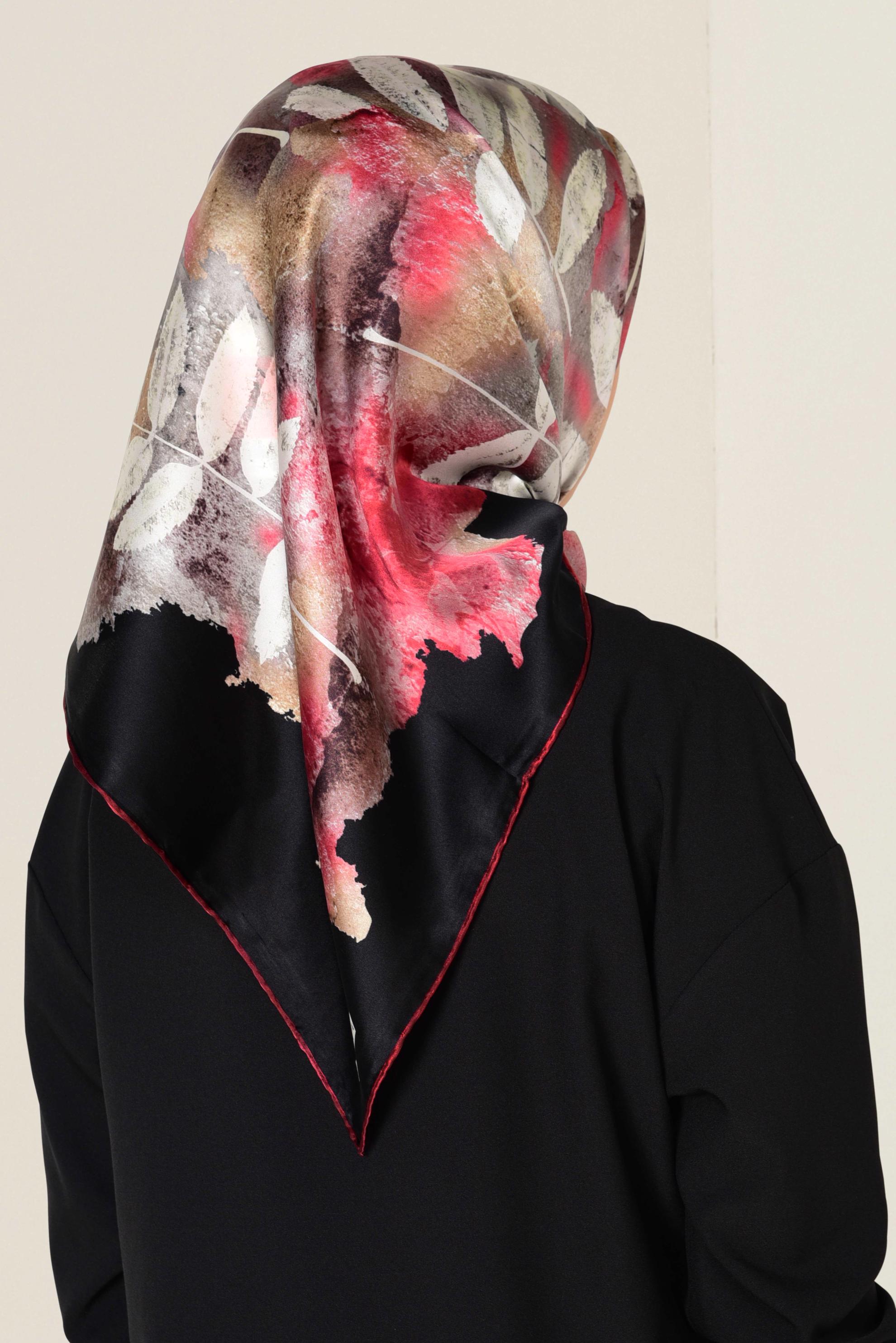 Tesettür giyim SİYAH 18235-1 ALVİNA İPEK EŞARP