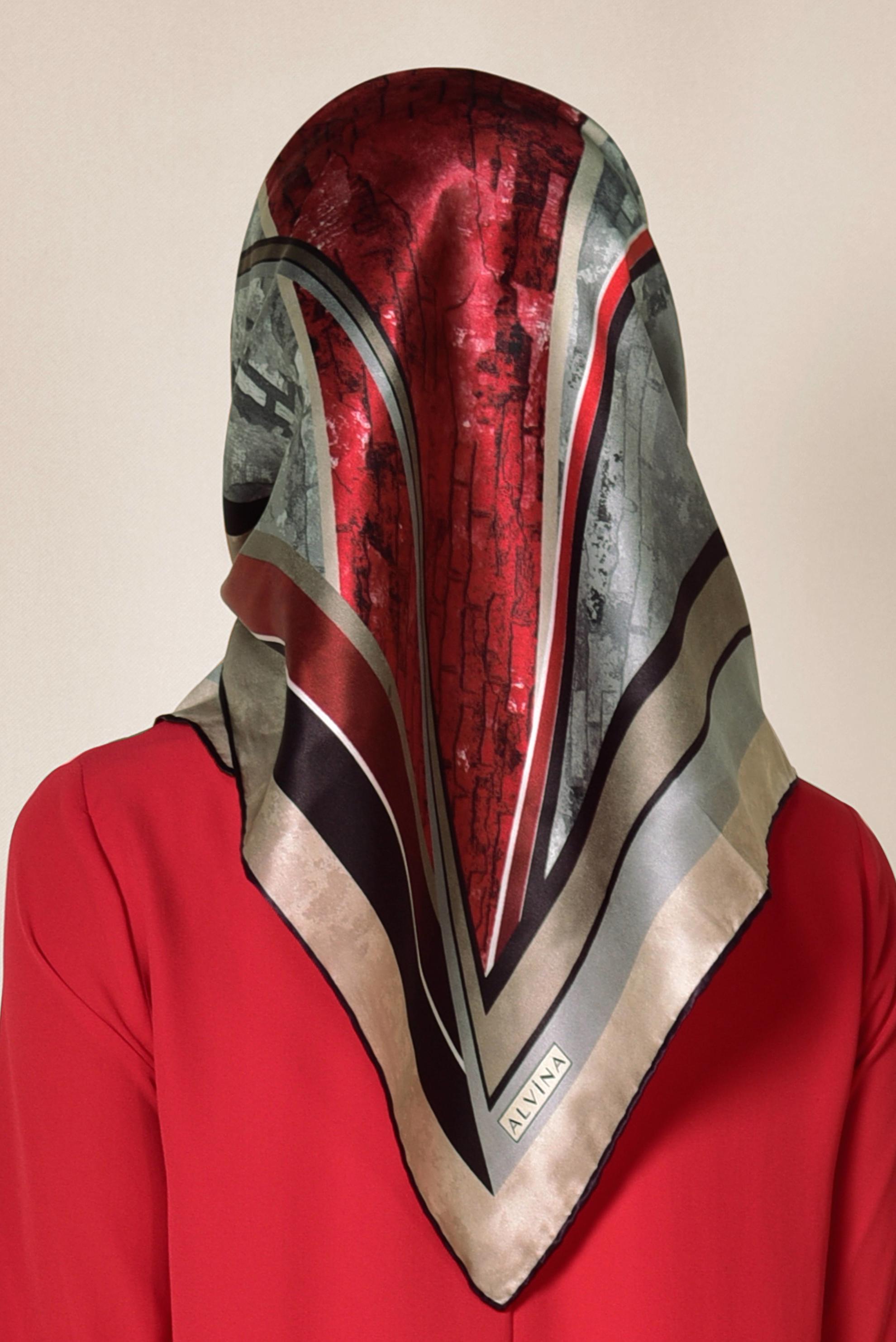 Tesettür giyim KIRMIZI 18236-1 ALVİNA İPEK EŞARP