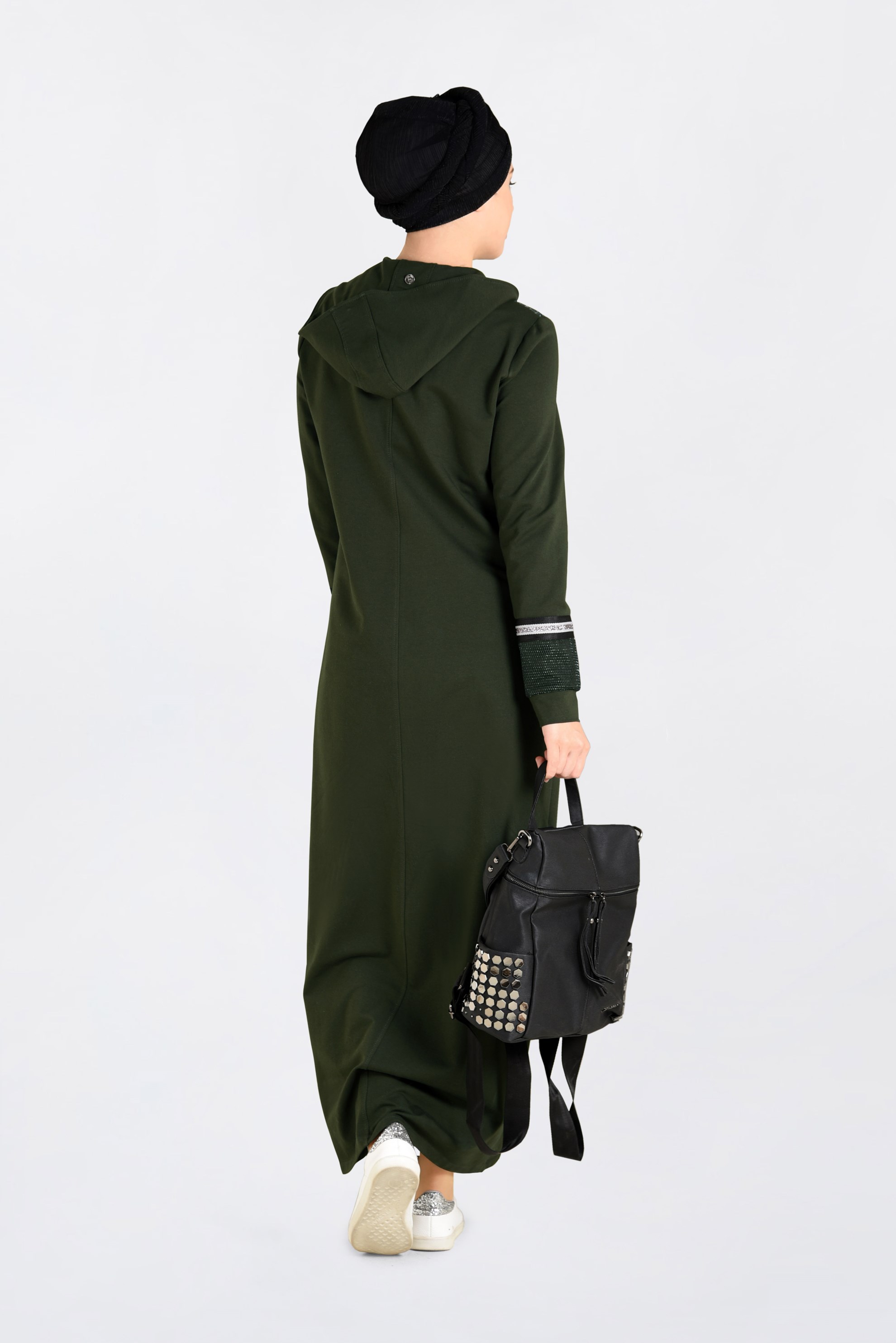 Tesettür giyim HAKİ  ŞERİT DETAYLI EŞOFMAN TUNİK 4538