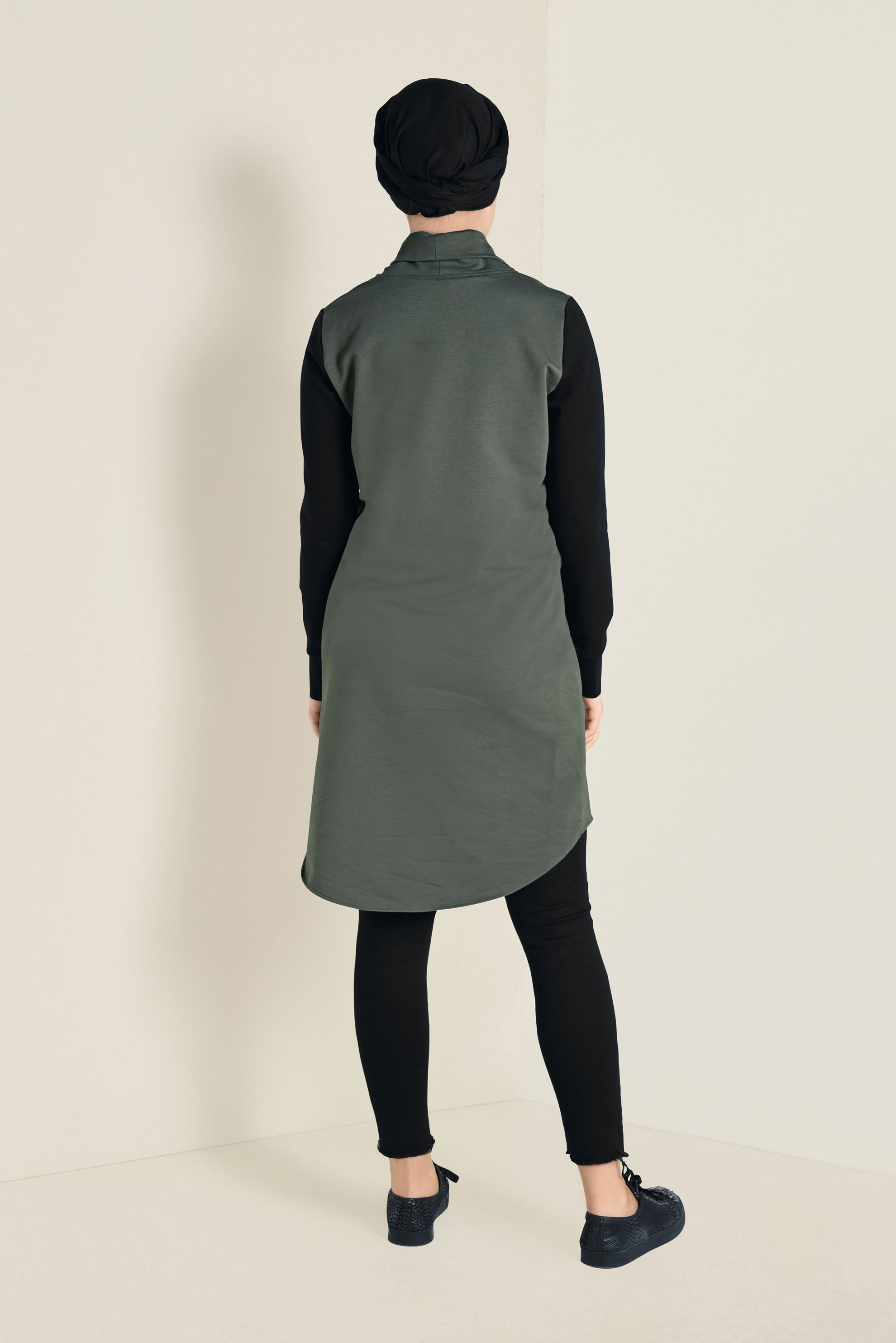 Tesettür giyim HAKİ BALIKÇI YAKA EŞOFMAN TUNİK 4544