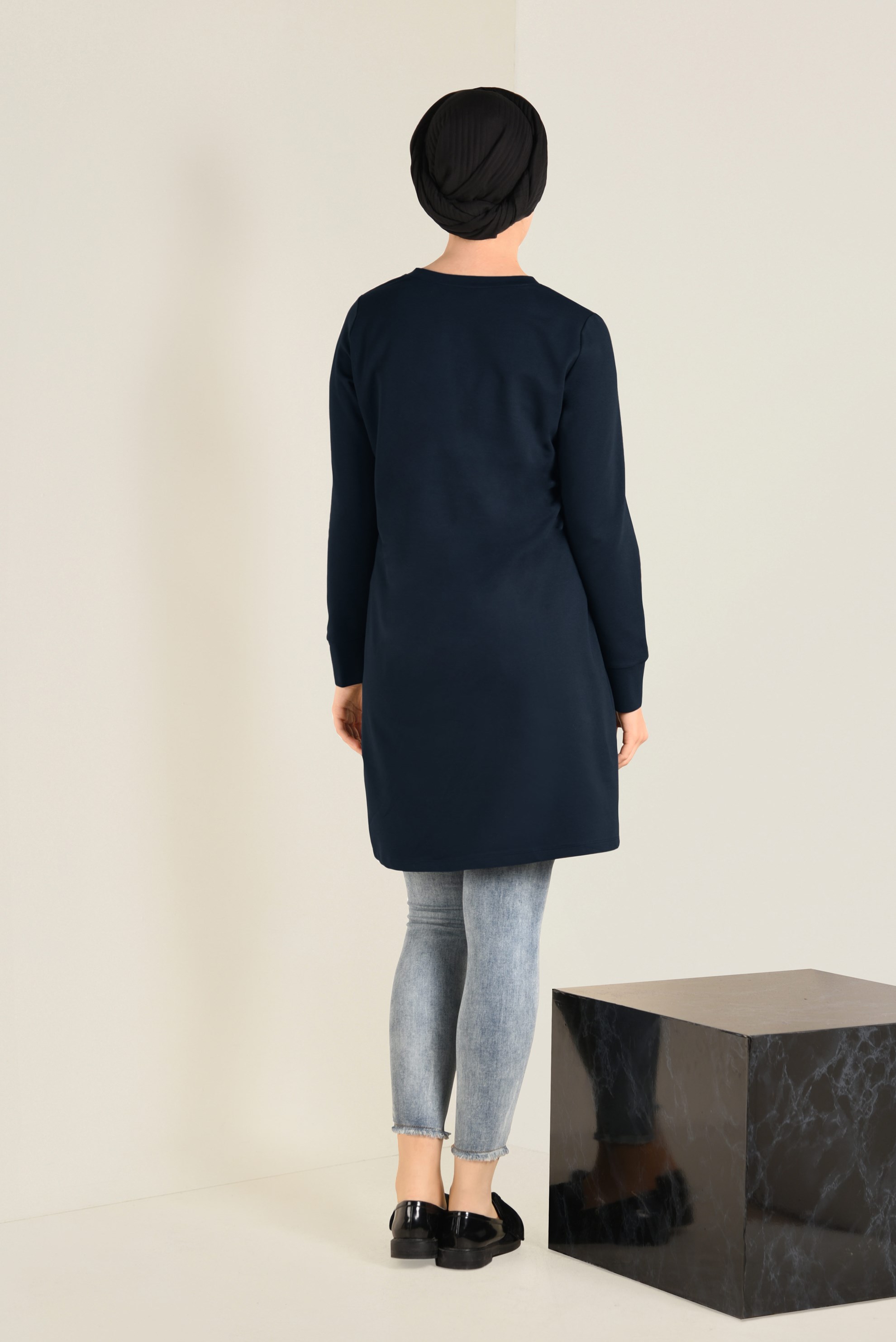 Tesettür giyim LACİVERT CEP DETAYLI EŞOFMAN TUNİK 4546