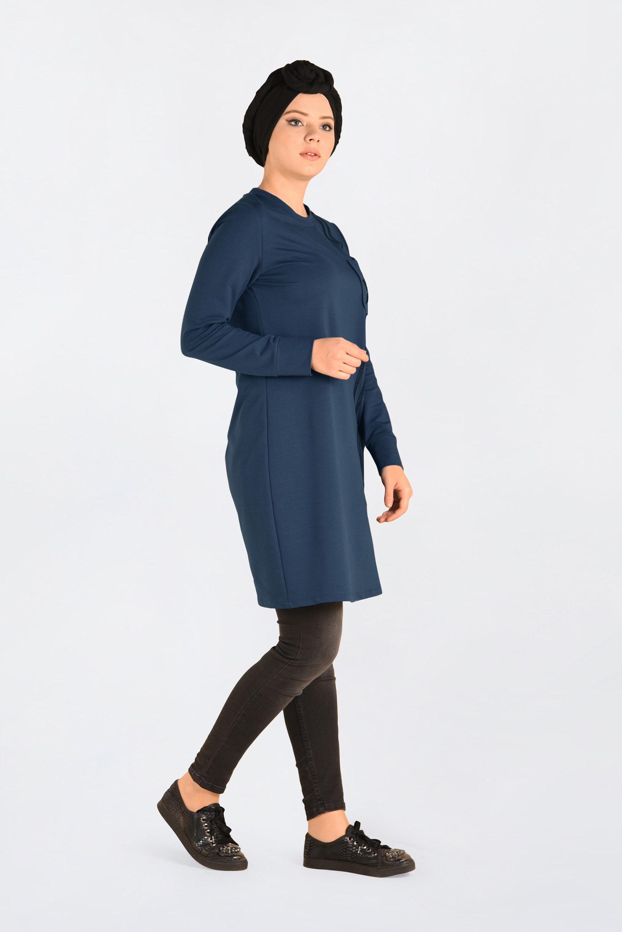Tesettür giyim LACİVERT CEP DETAYLI EŞOFMAN TUNİK 4546