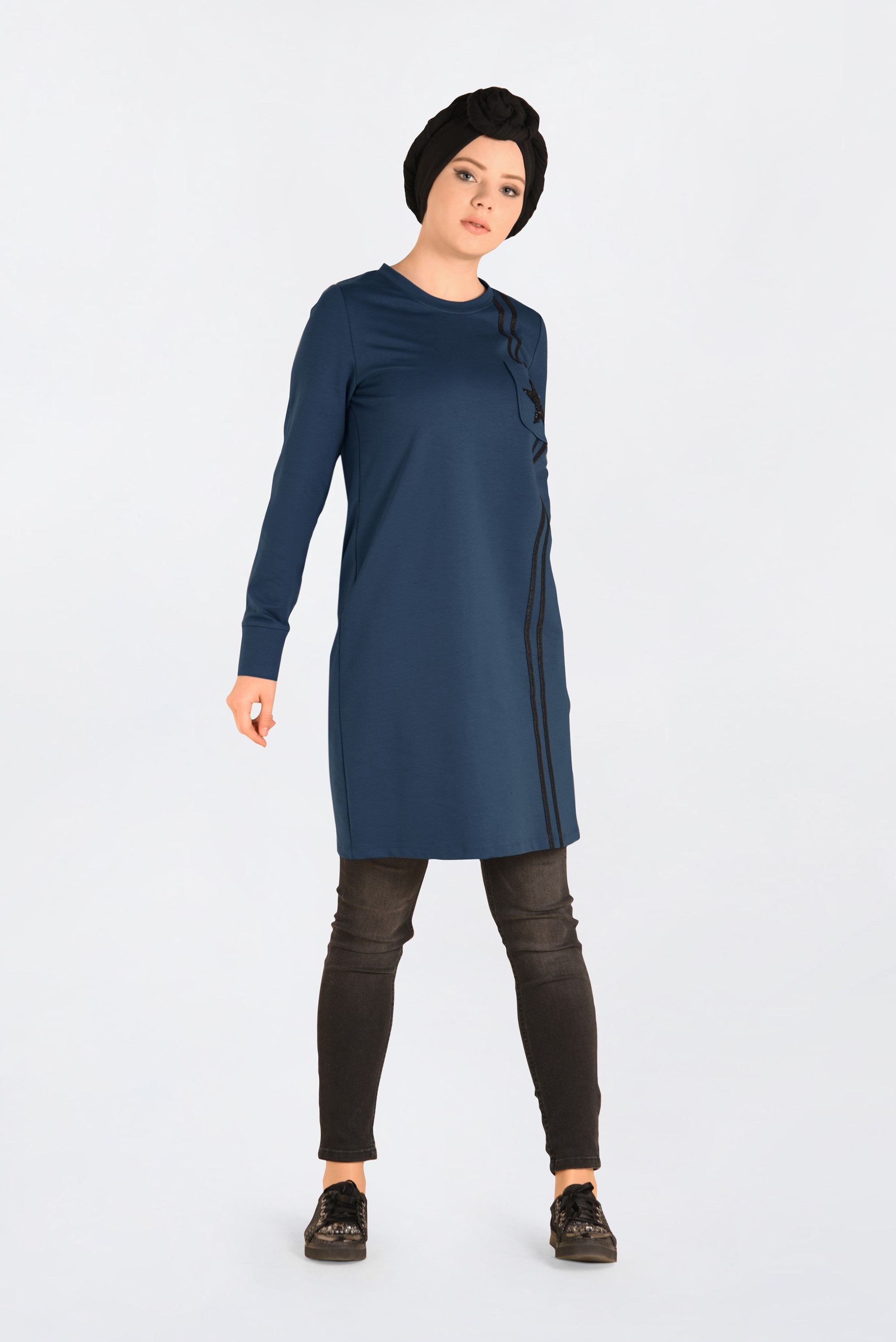 Tesettür giyim LACİVERT CEP DETAYLI EŞOFMAN TUNİK 4546