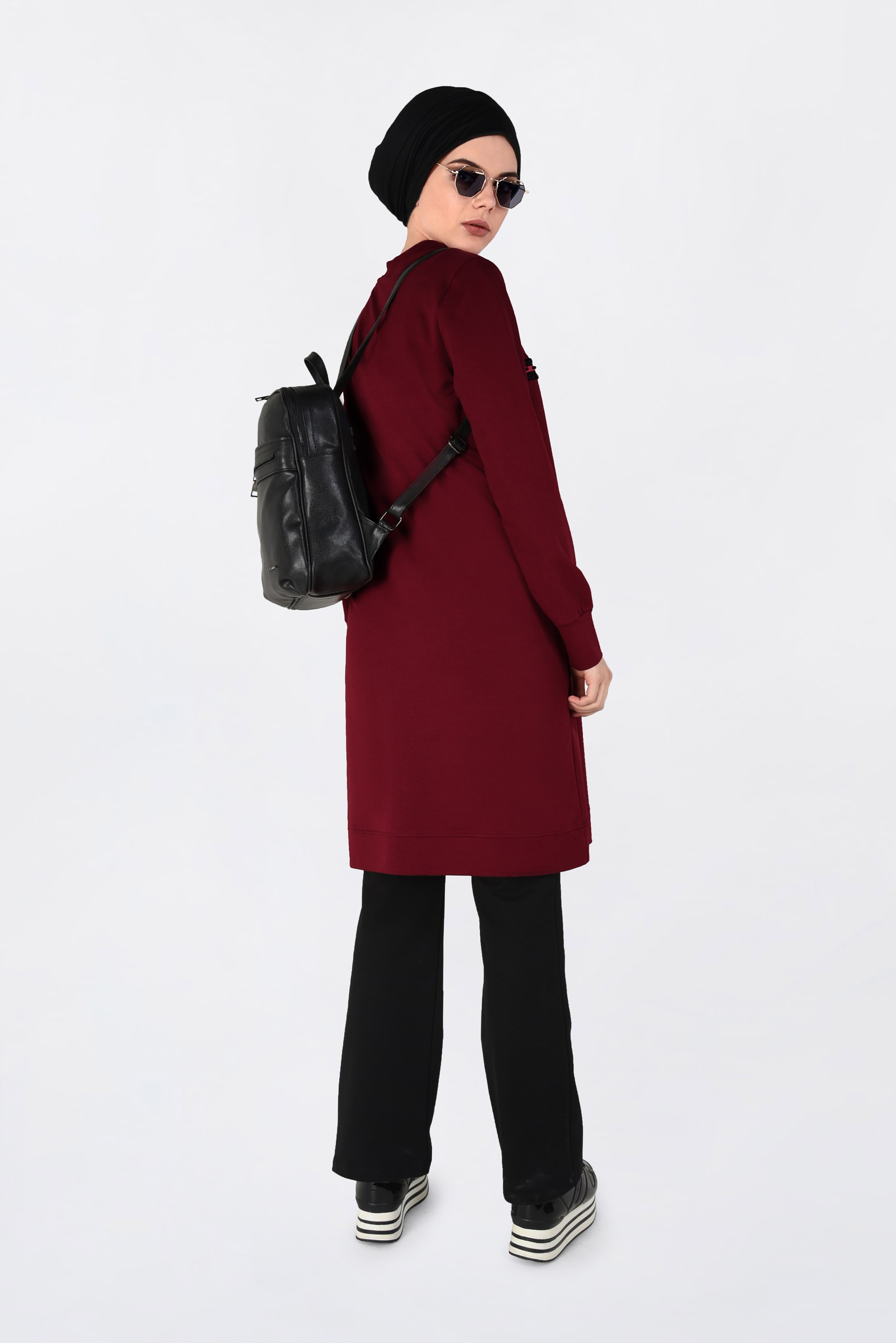 Tesettür giyim BORDO BONCUKLU 2Lİ EŞOFMAN TAKIM 4551 