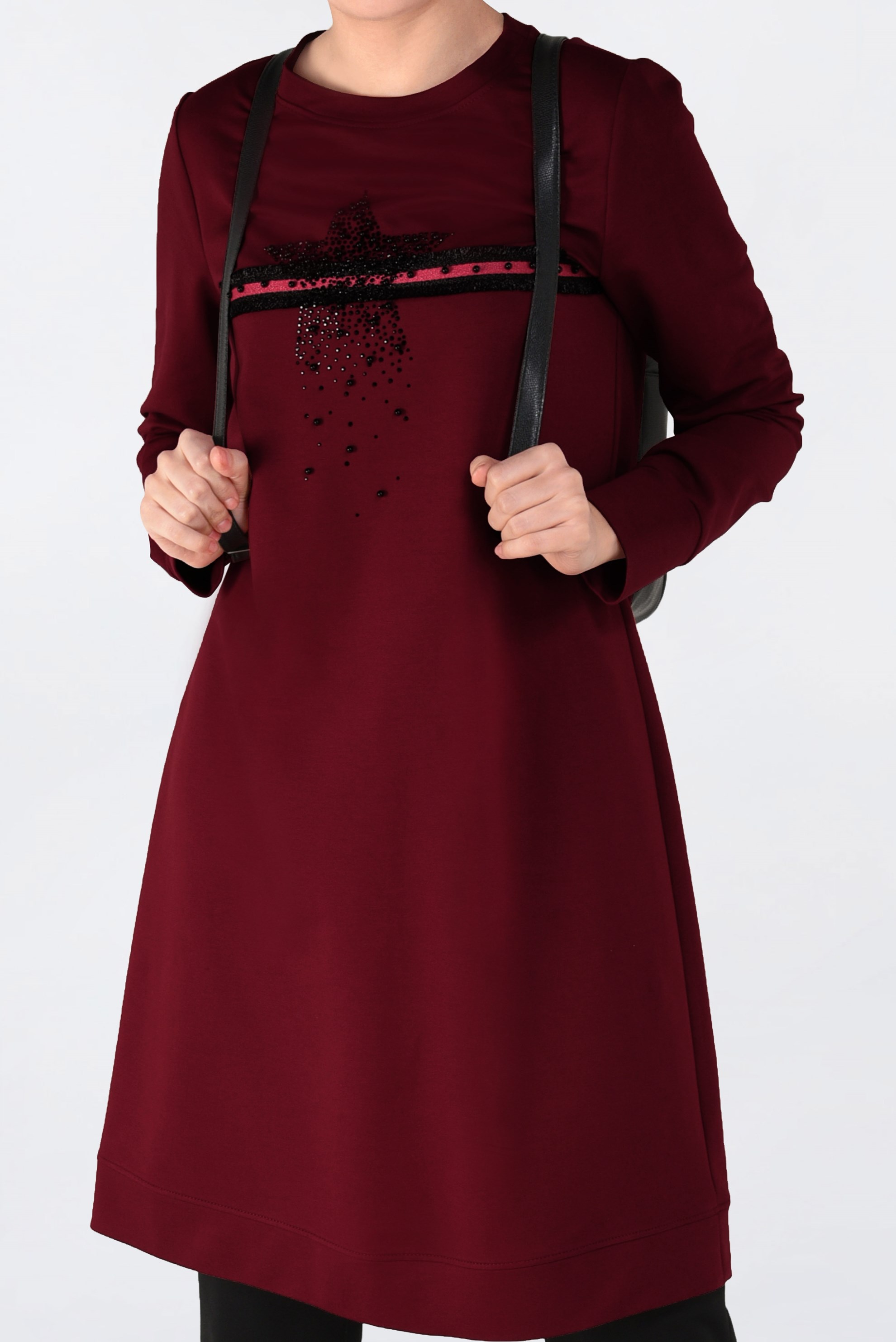 Tesettür giyim BORDO BONCUKLU 2Lİ EŞOFMAN TAKIM 4551 