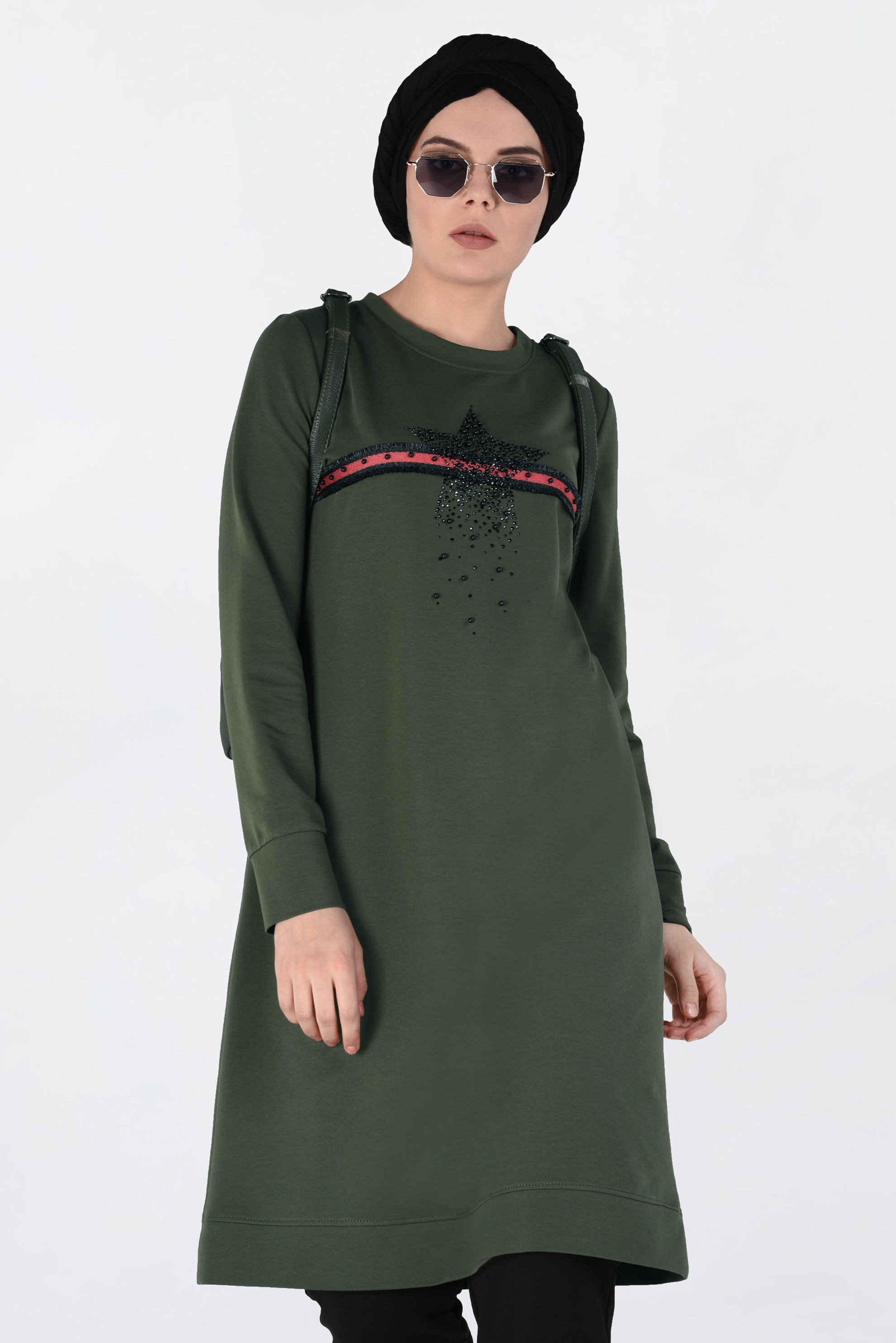 Tesettür giyim HAKİ BONCUKLU 2Lİ EŞOFMAN TAKIM 4551 