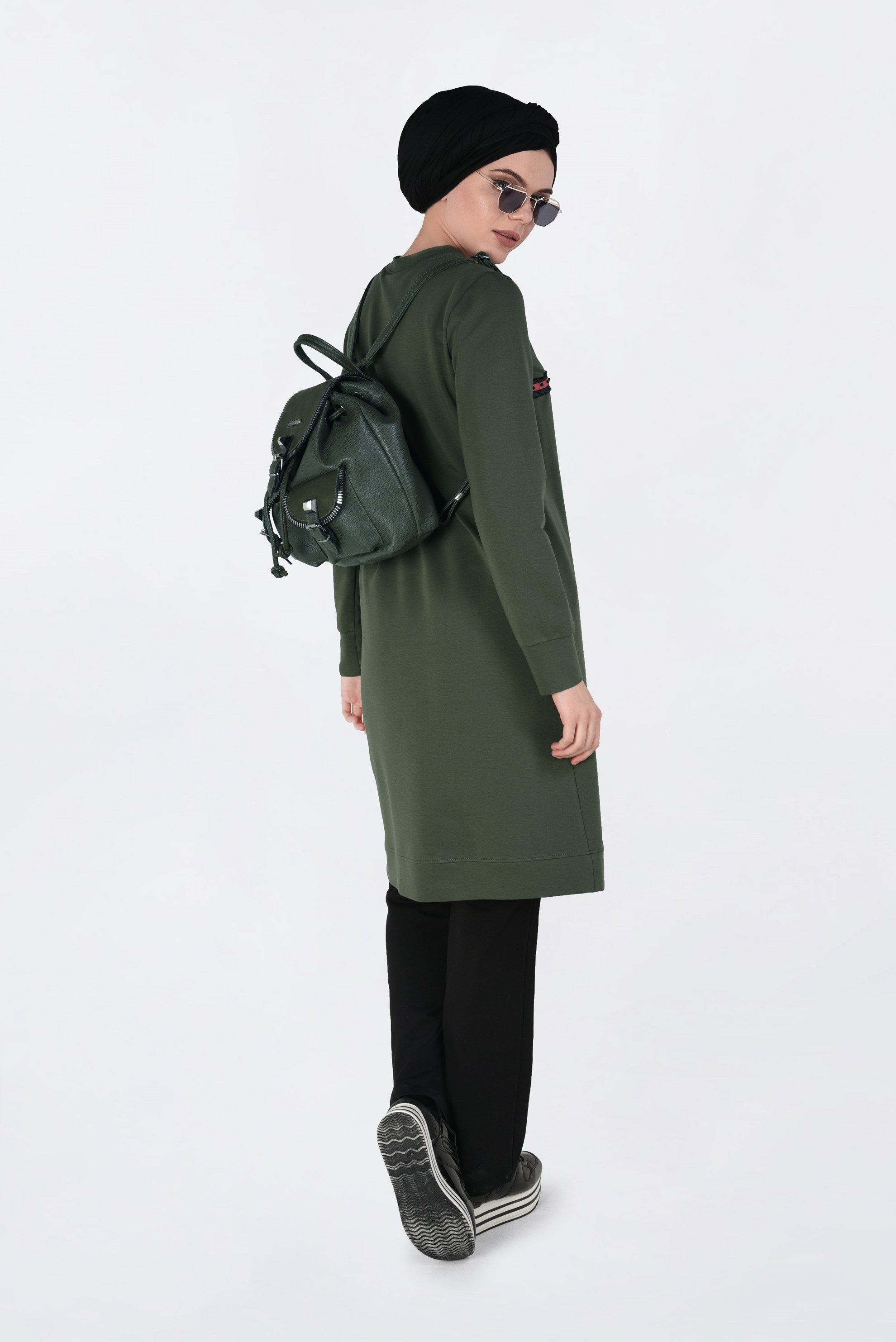 Tesettür giyim HAKİ BONCUKLU 2Lİ EŞOFMAN TAKIM 4551 