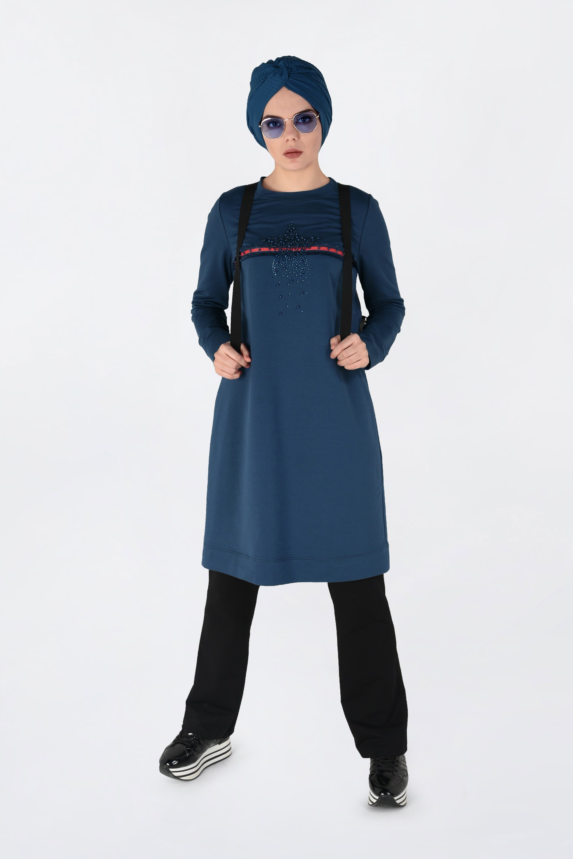 Tesettür giyim LACİVERT BONCUKLU 2Lİ EŞOFMAN TAKIM 4551 