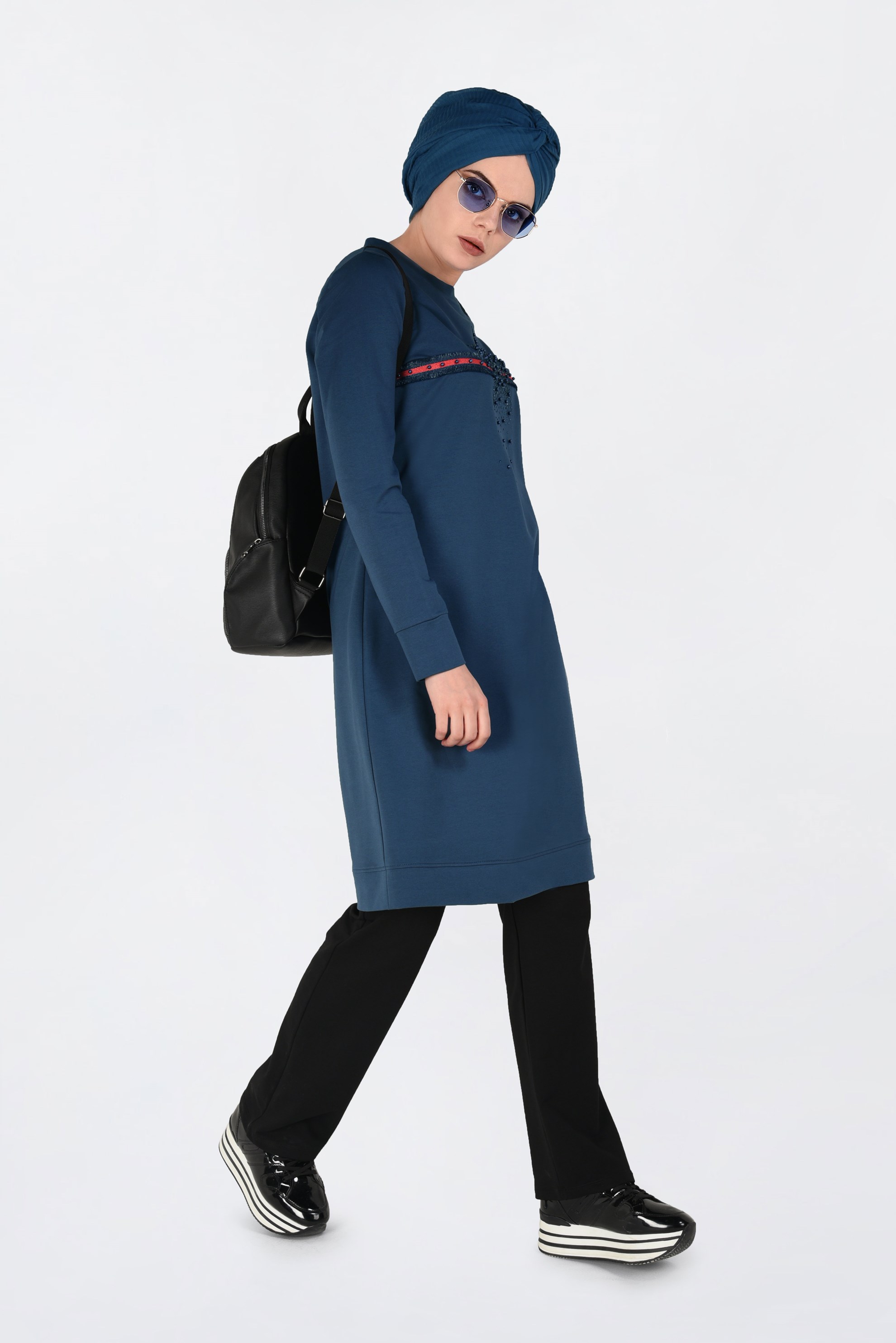 Tesettür giyim LACİVERT BONCUKLU 2Lİ EŞOFMAN TAKIM 4551 