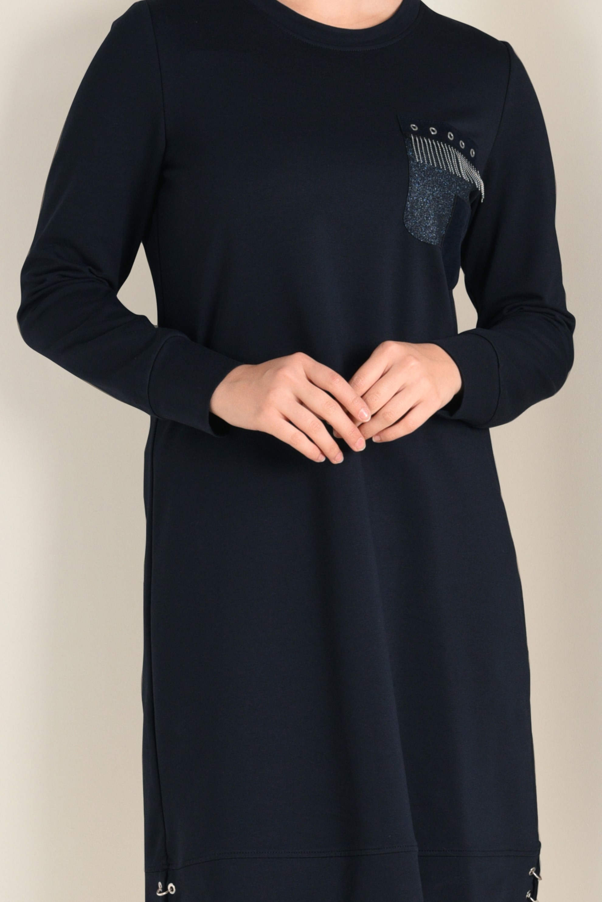 Tesettür giyim GRİ CEP DETAYLI EŞOFMAN TUNİK 4552