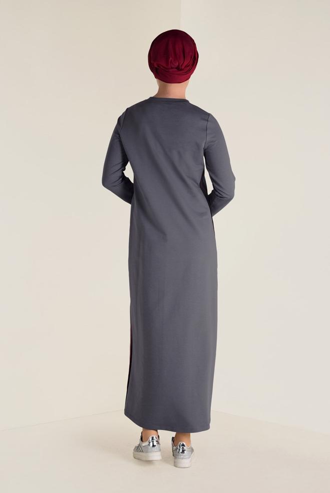 Hijab clothing GREY PRINTED SPORT DRESS 4555 - ALVİNA