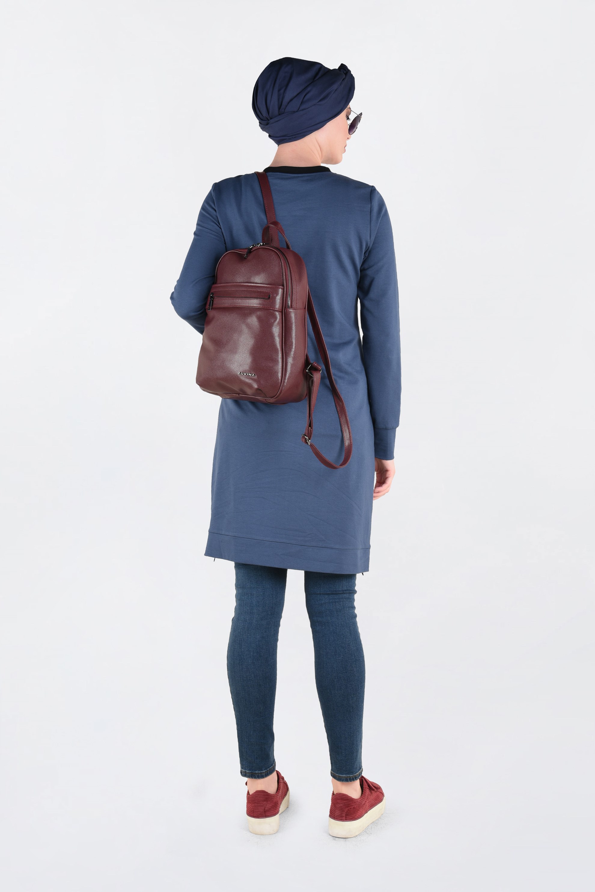 Tesettür giyim LACİVERT ŞERİT DETAYLI EŞOFMAN TUNİK 4716