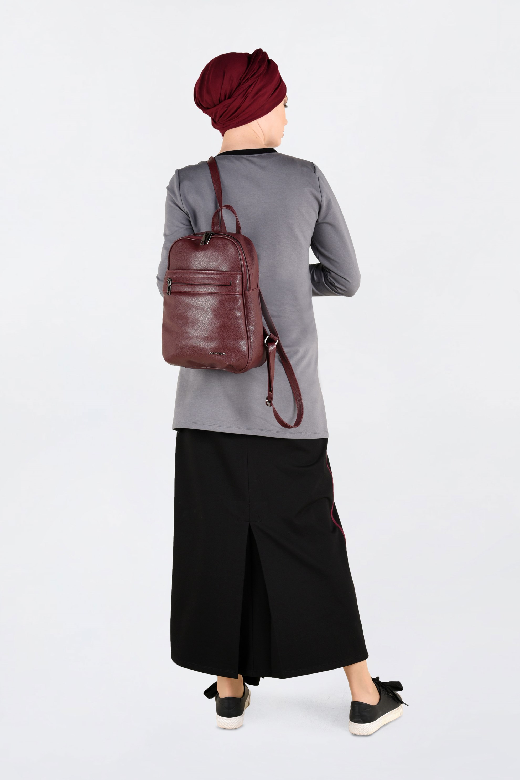 Tesettür giyim GRİ ŞERİT DETAYLI 2&prime;Lİ ETEKLİ EŞOFMAN TAKIM 4717