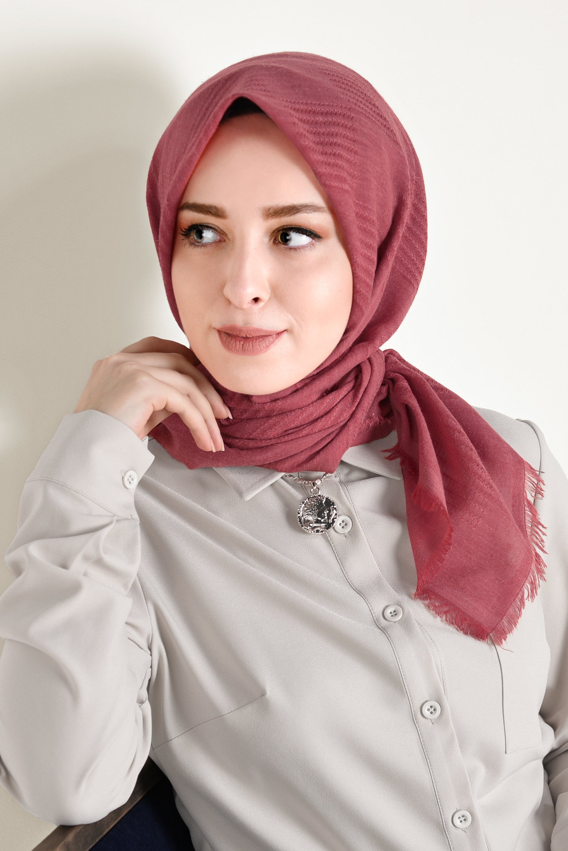 Tesettür giyim KIRMIZI ALVİNA EŞARP 9939 