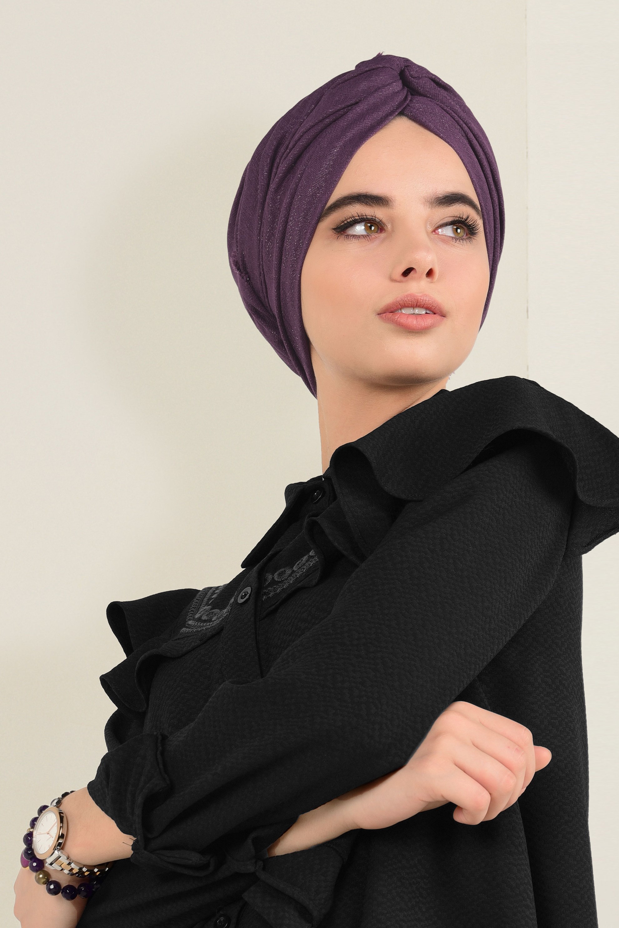 Tesettür giyim MÜRDÜM ALVİNA SİMLİ KREP EŞARP 9941 