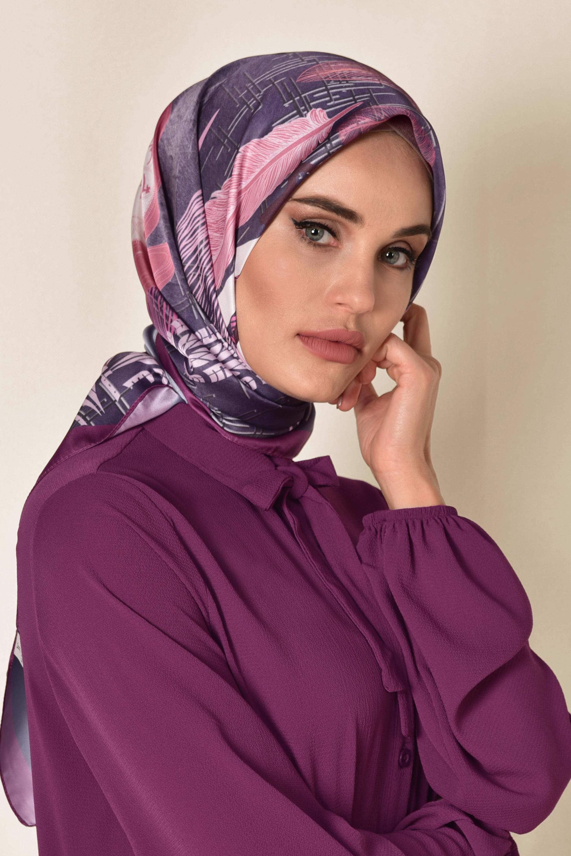Tesettür giyim MOR ALVİNA DİJİTAL EŞARP 9943 