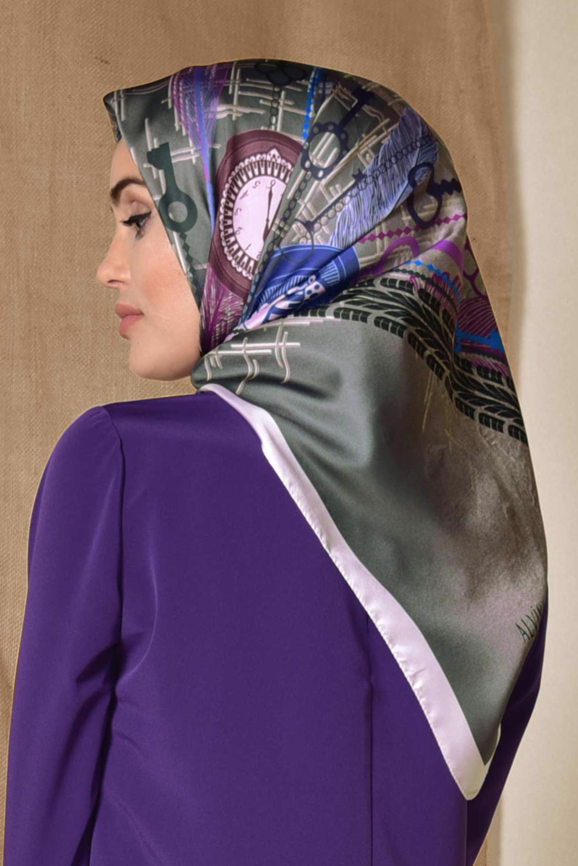 Tesettür giyim PUDRA ALVİNA DİJİTAL EŞARP 9943 