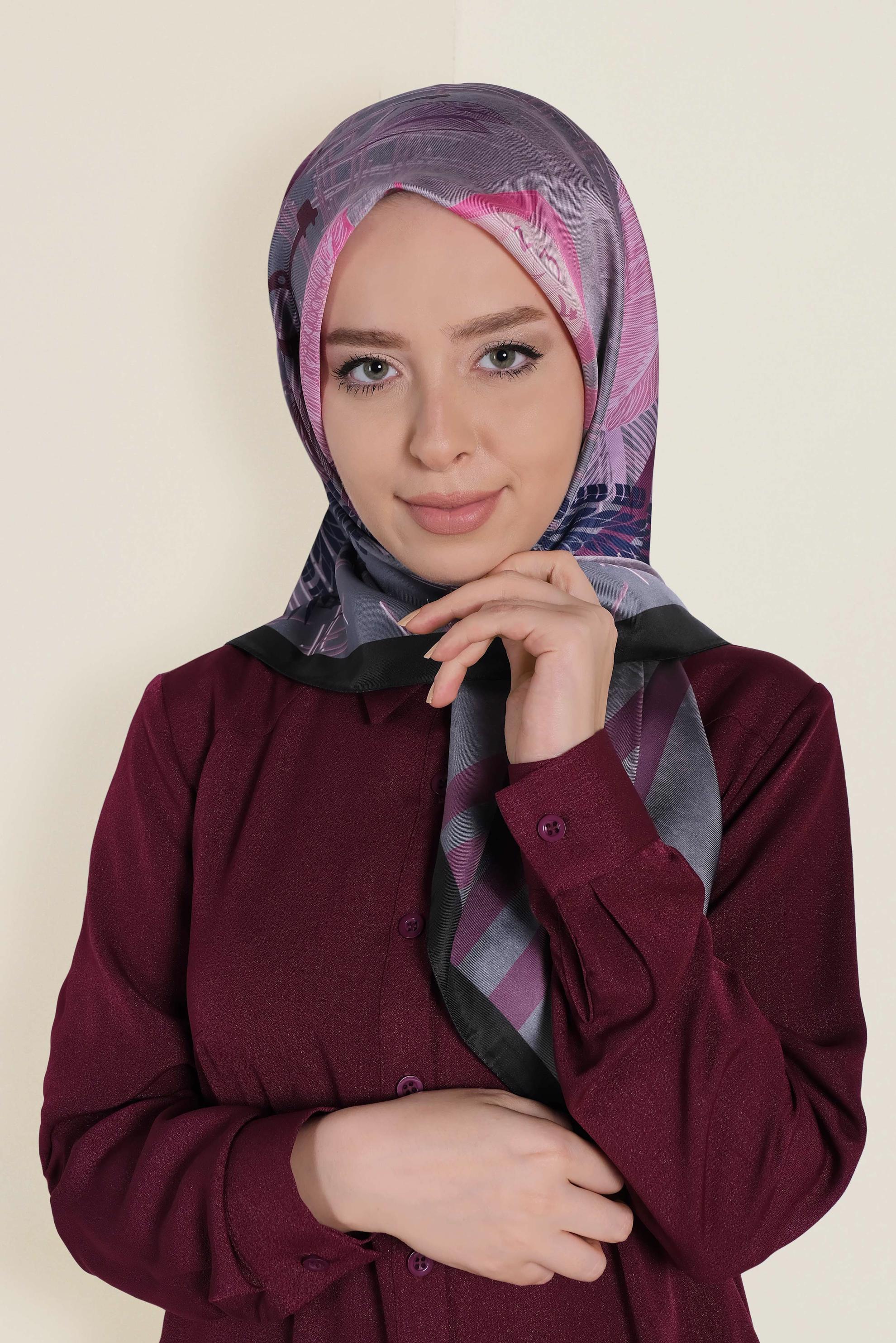 Tesettür giyim GRİ ALVİNA DİJİTAL EŞARP 9943 