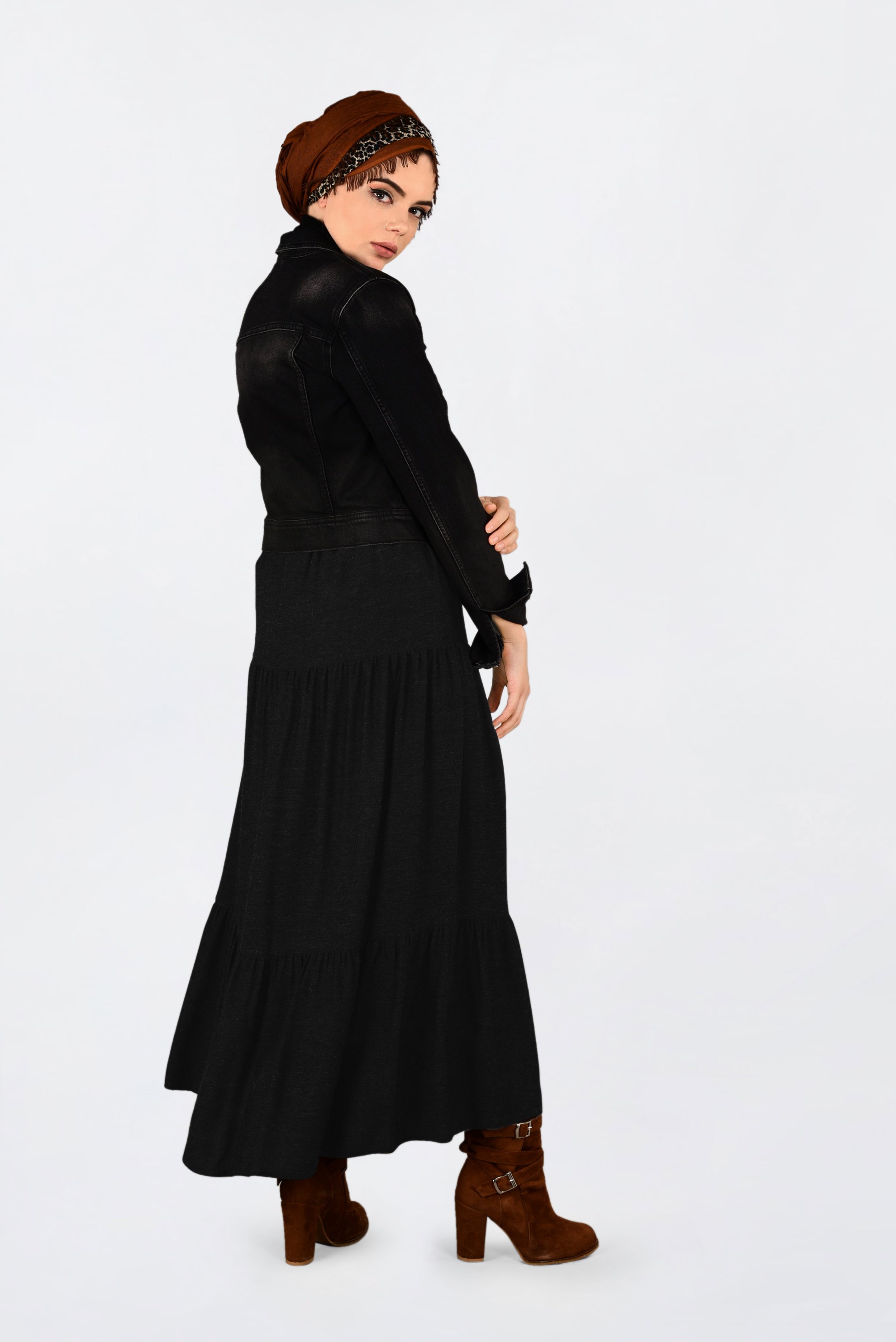 Tesettür giyim SİYAH YÜN VİSKON ETEK 6247