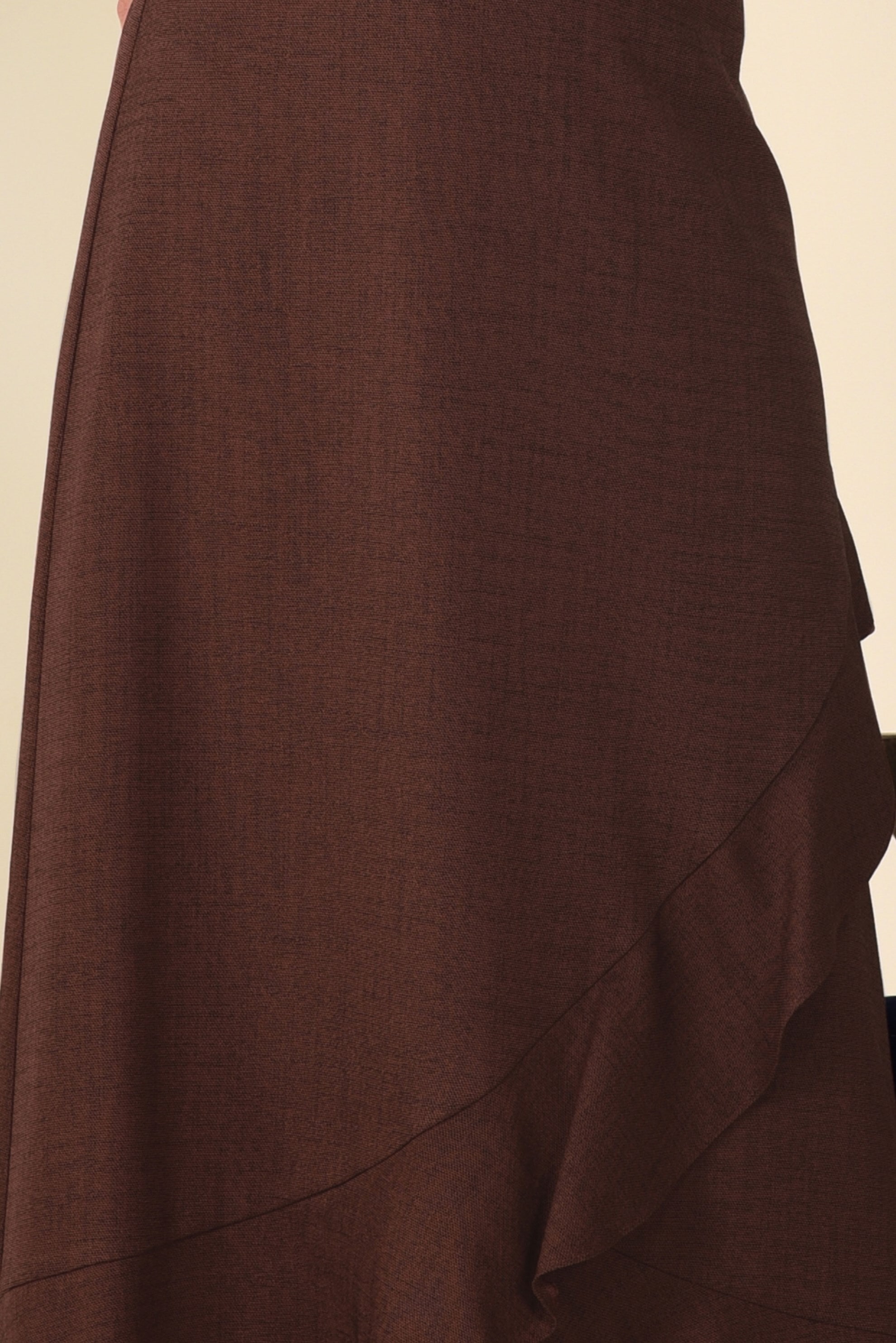 Tesettür giyim TURUNCU VOLANLI ASİMETRİK ETEK 6248