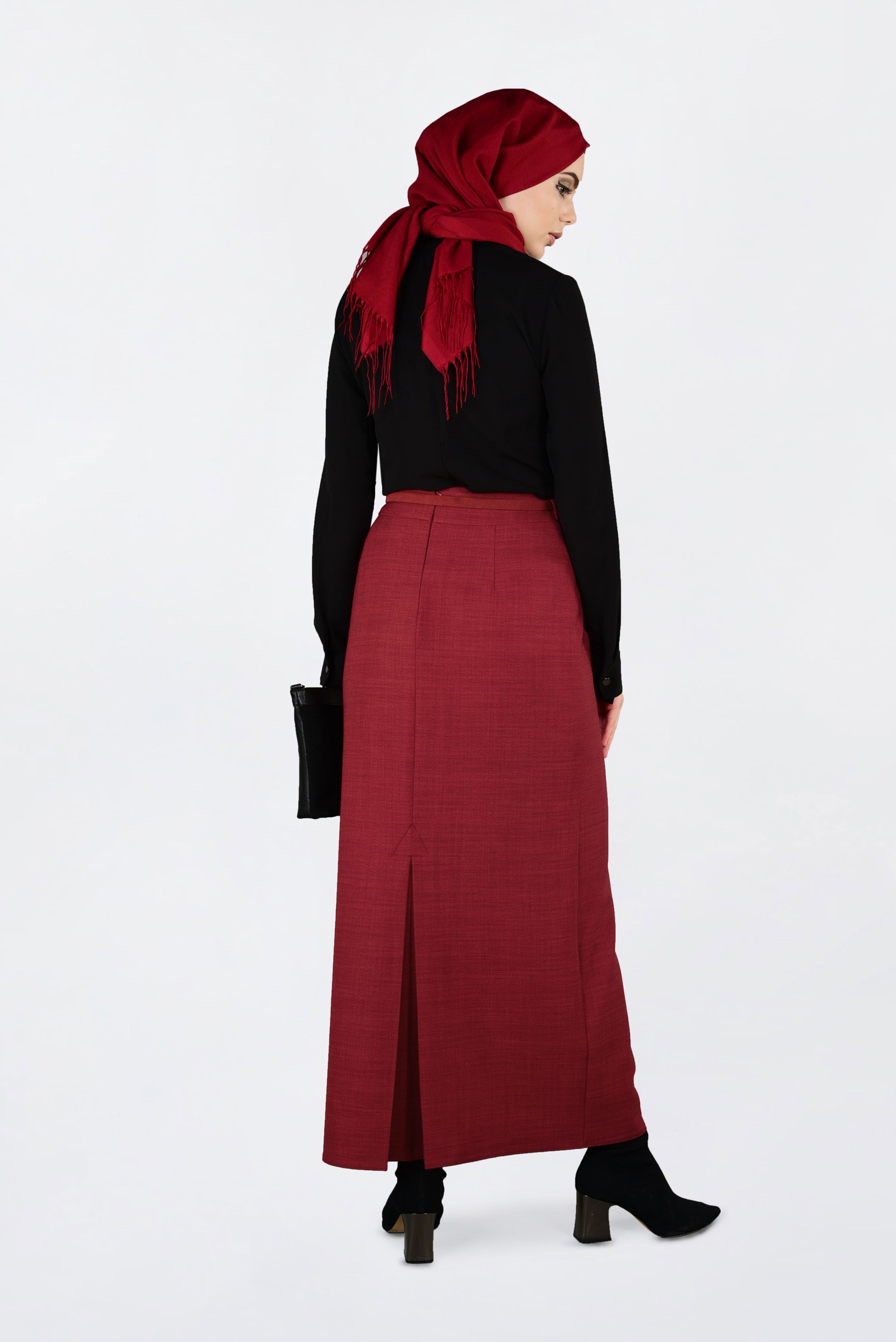 Tesettür giyim KIRMIZI KALEM ETEK 6250