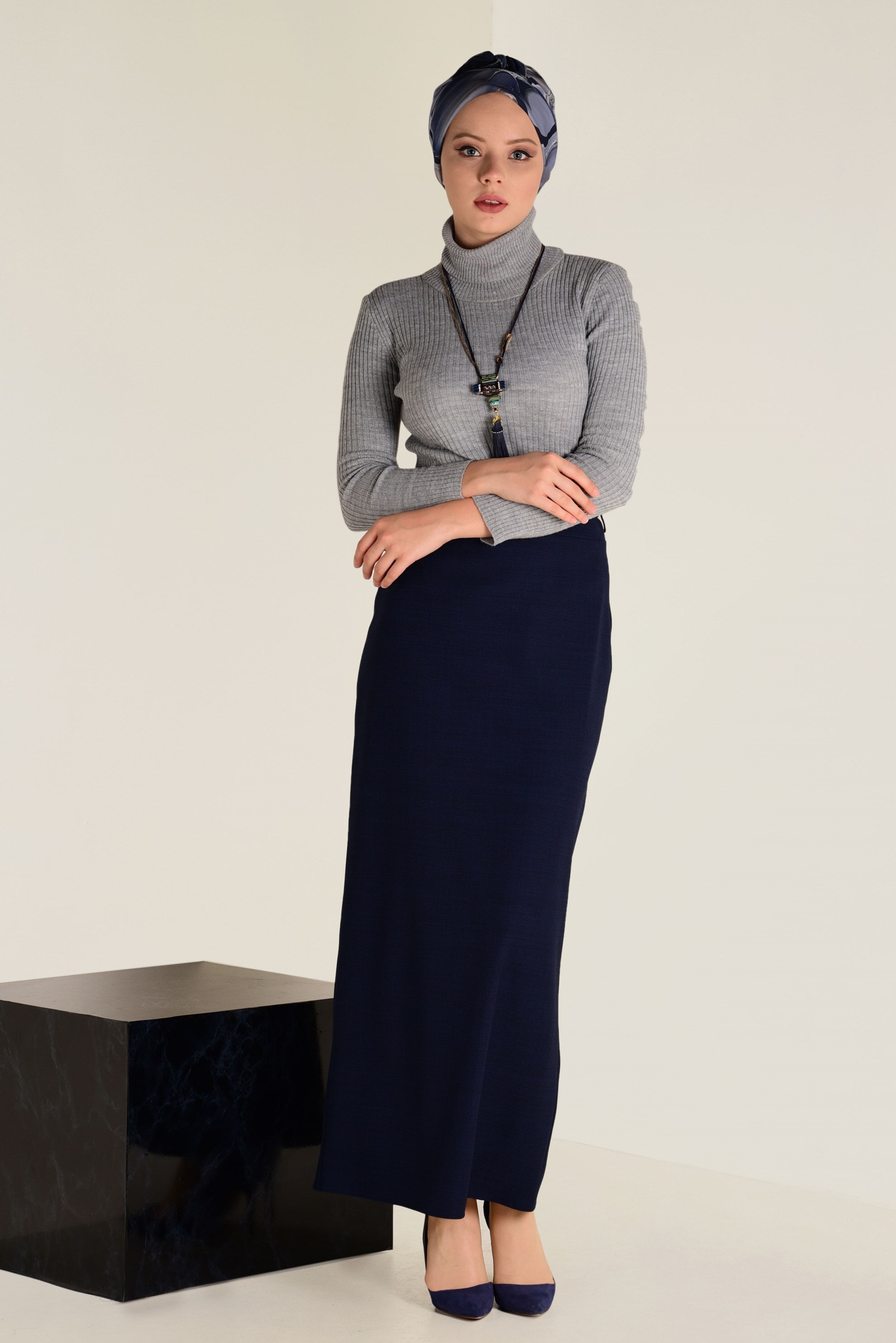 Tesettür giyim LACİVERT KALEM ETEK 6250