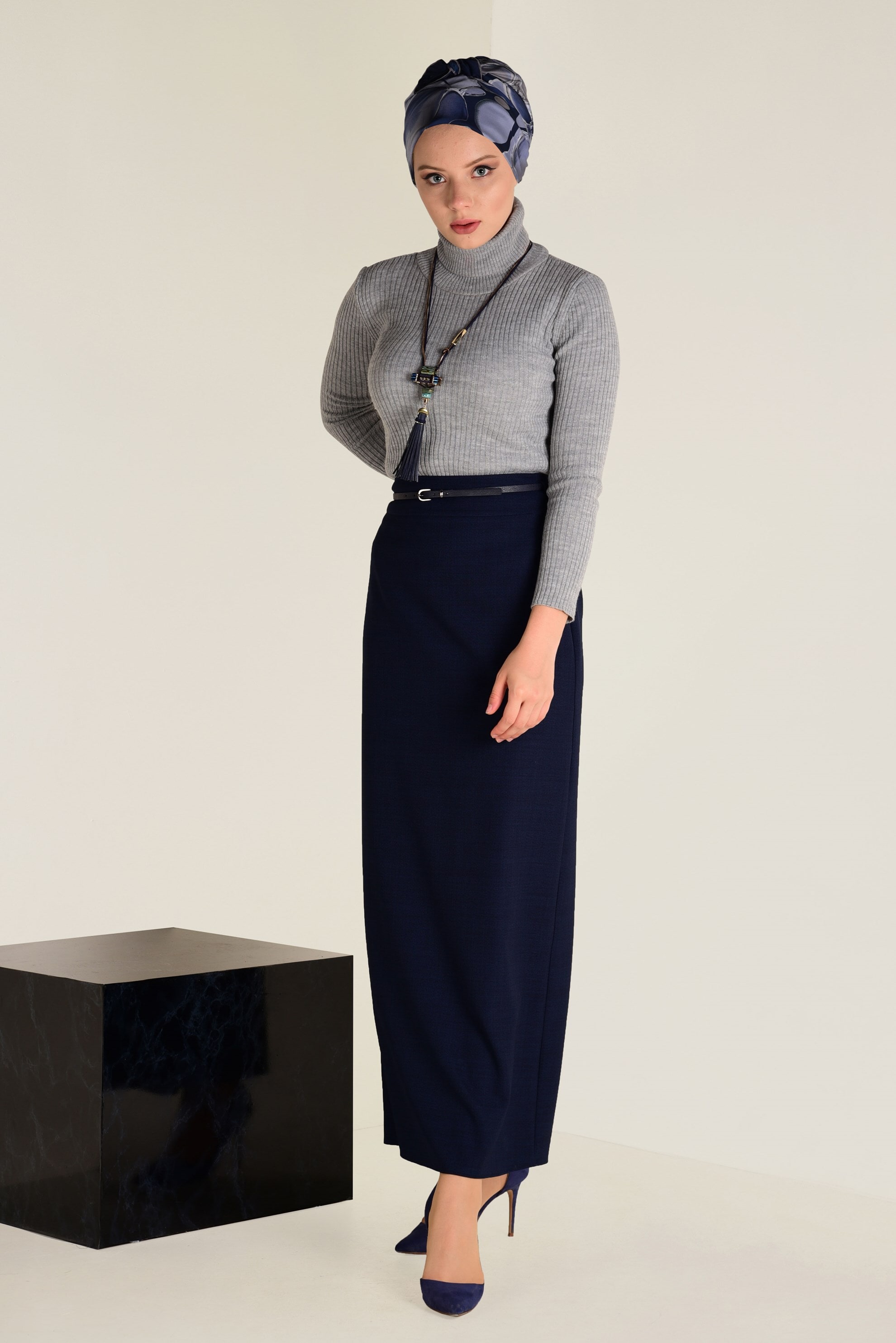 Tesettür giyim LACİVERT KALEM ETEK 6250