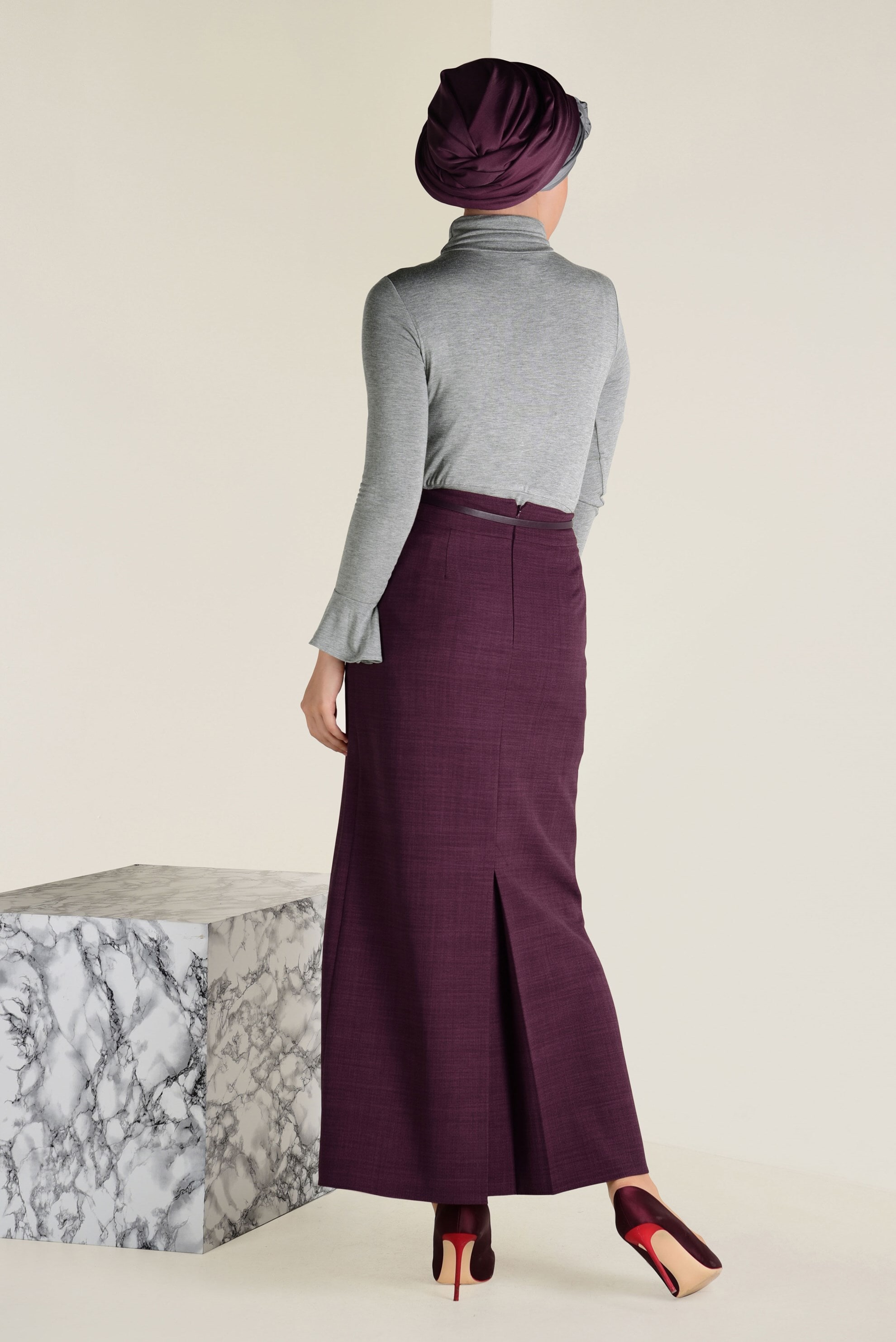 Tesettür giyim MÜRDÜM KALEM ETEK 6250