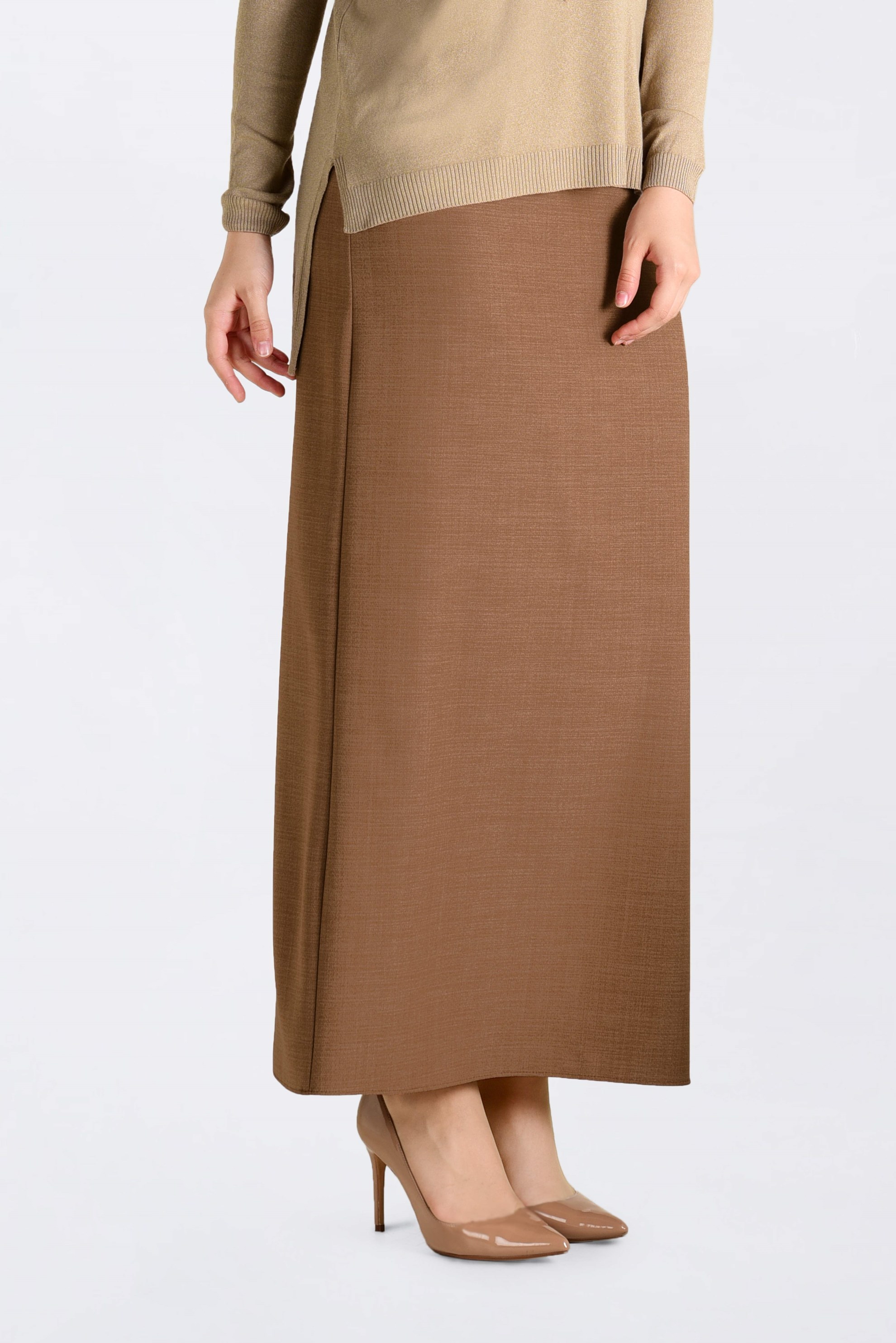 Tesettür giyim KAHVE KALEM ETEK 6250