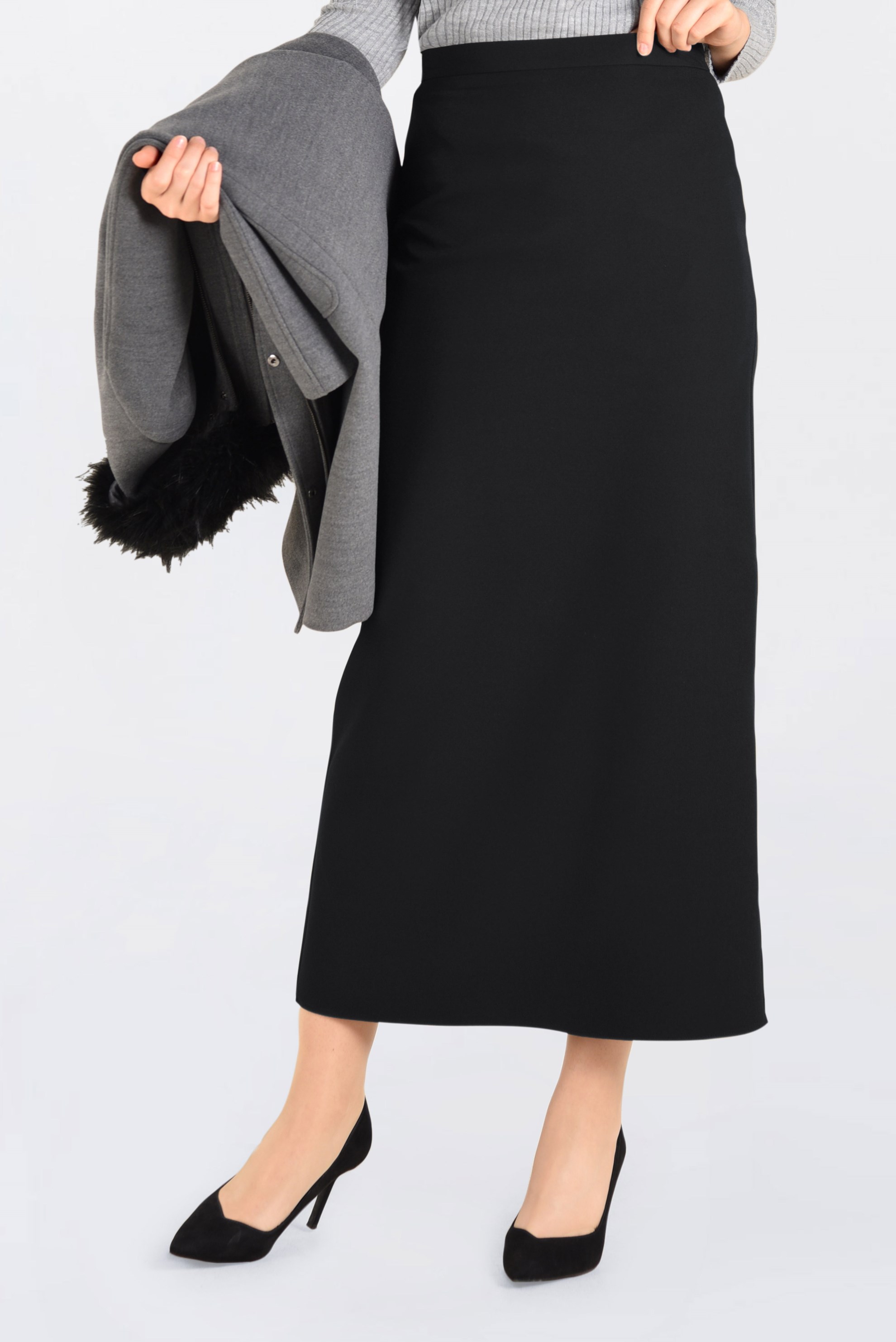 Tesettür giyim SİYAH GİZLİ YIRTMAÇLI KALEM ETEK 6252