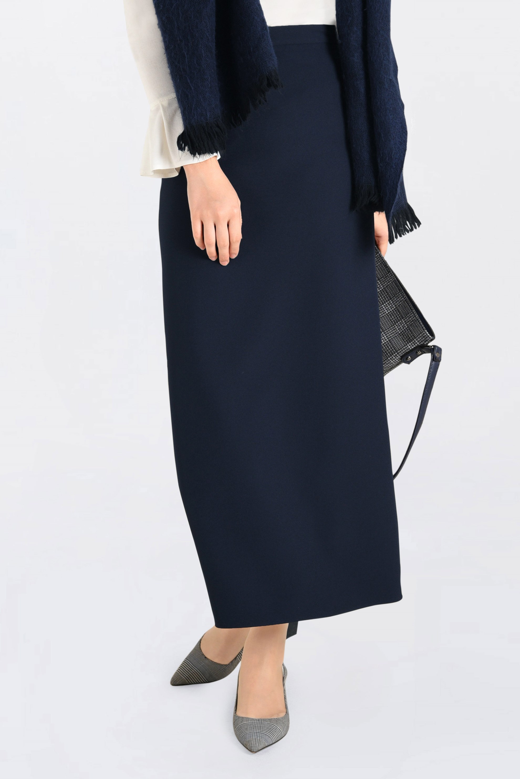 Tesettür giyim LACİVERT GİZLİ YIRTMAÇLI KALEM ETEK 6252