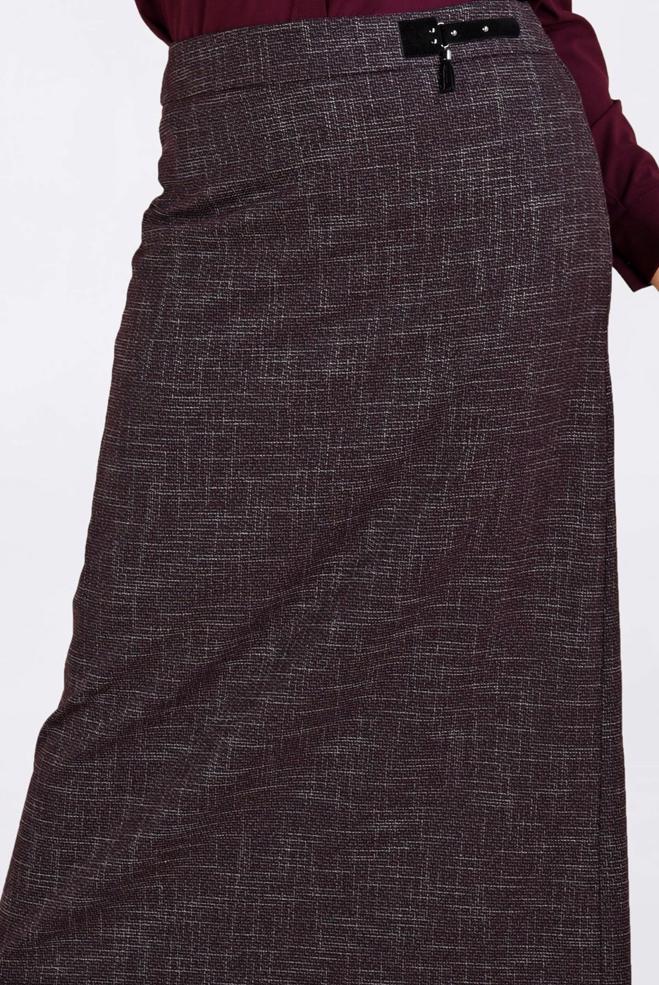 Tesettür giyim BORDO DÜZ KESİM KIRÇILLI ETEK 6253  - ALVİNA