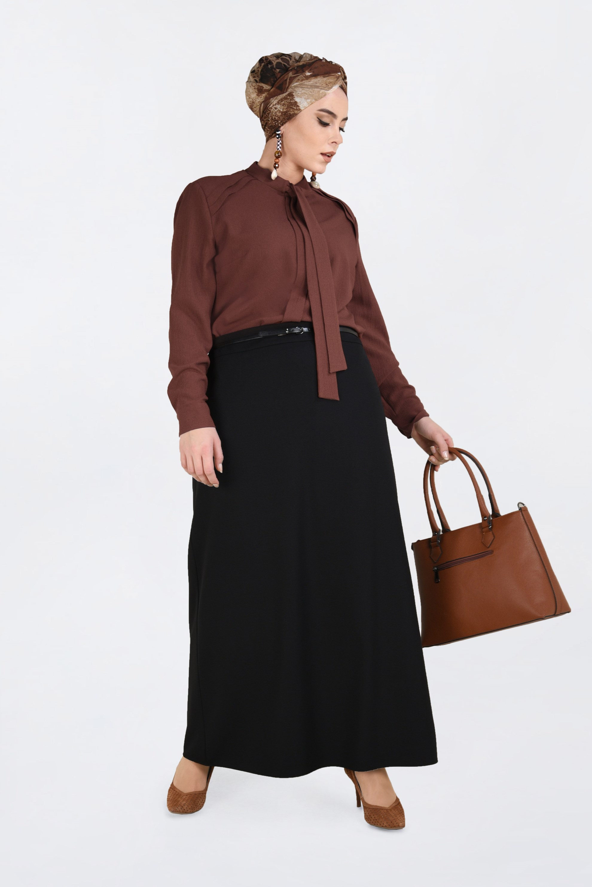 Tesettür giyim SİYAH KLASİK KALEM ETEK 6254